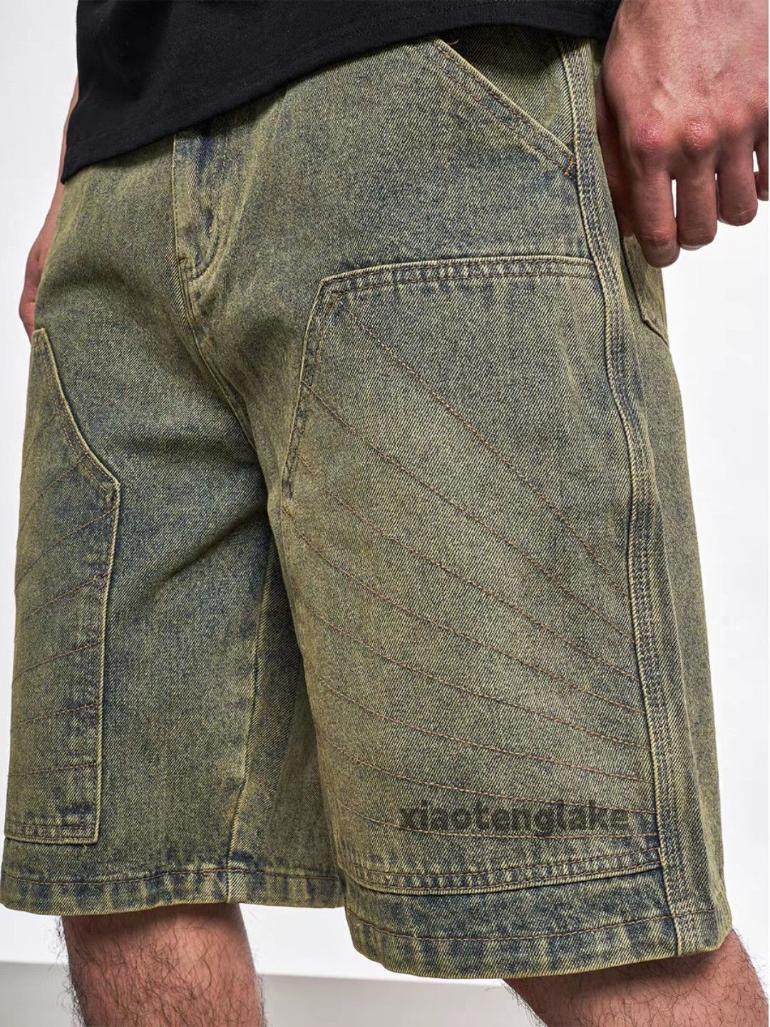 Vintage Unisex washed faded utility punk yuppie cargo shorts Size US 31 - 4 Thumbnail