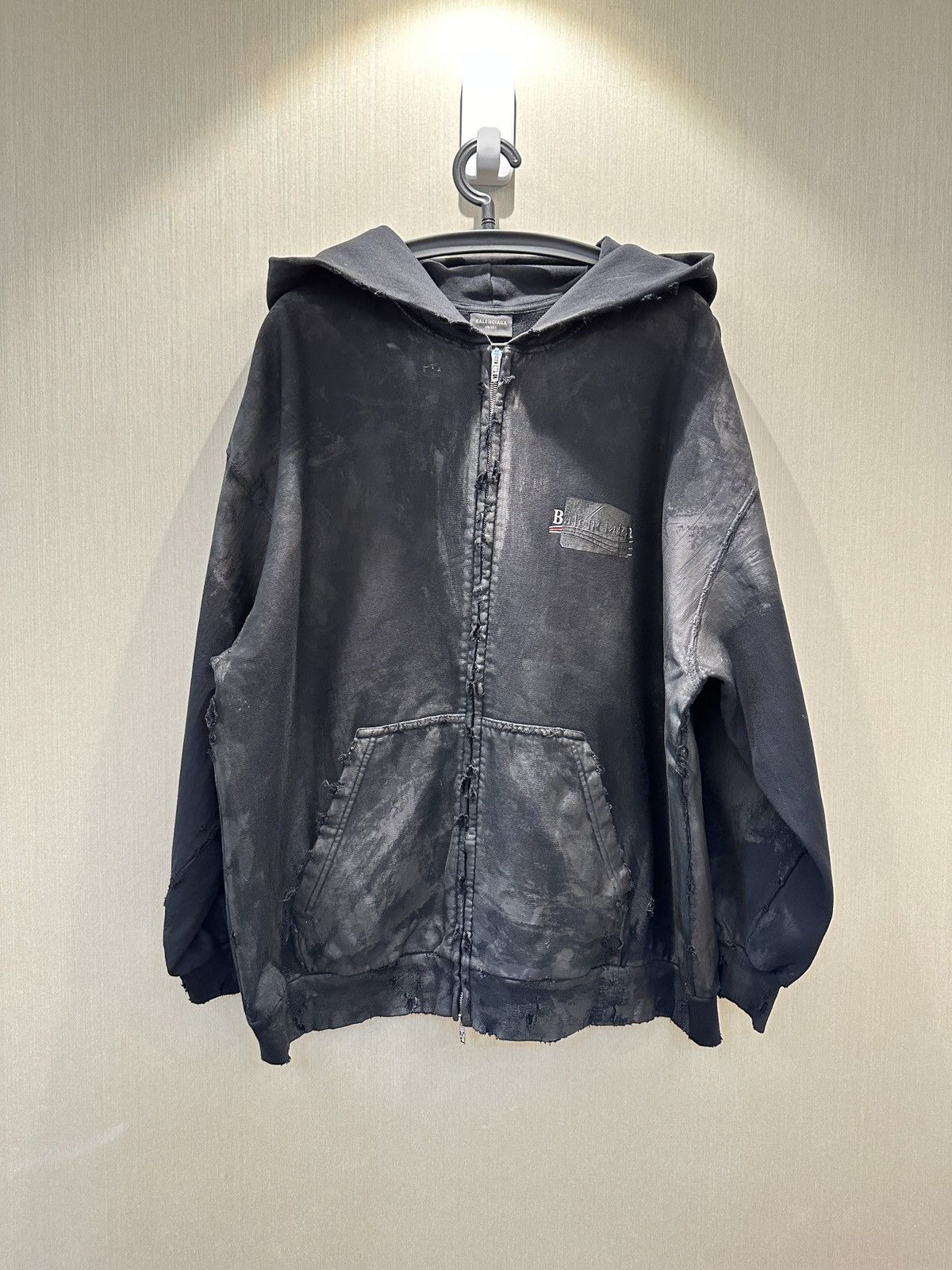 Balenciaga Balenciaga Mud Dyed Gaffer Zip UP Hoodie Size US XL / EU 56 / 4 - 1 Thumbnail