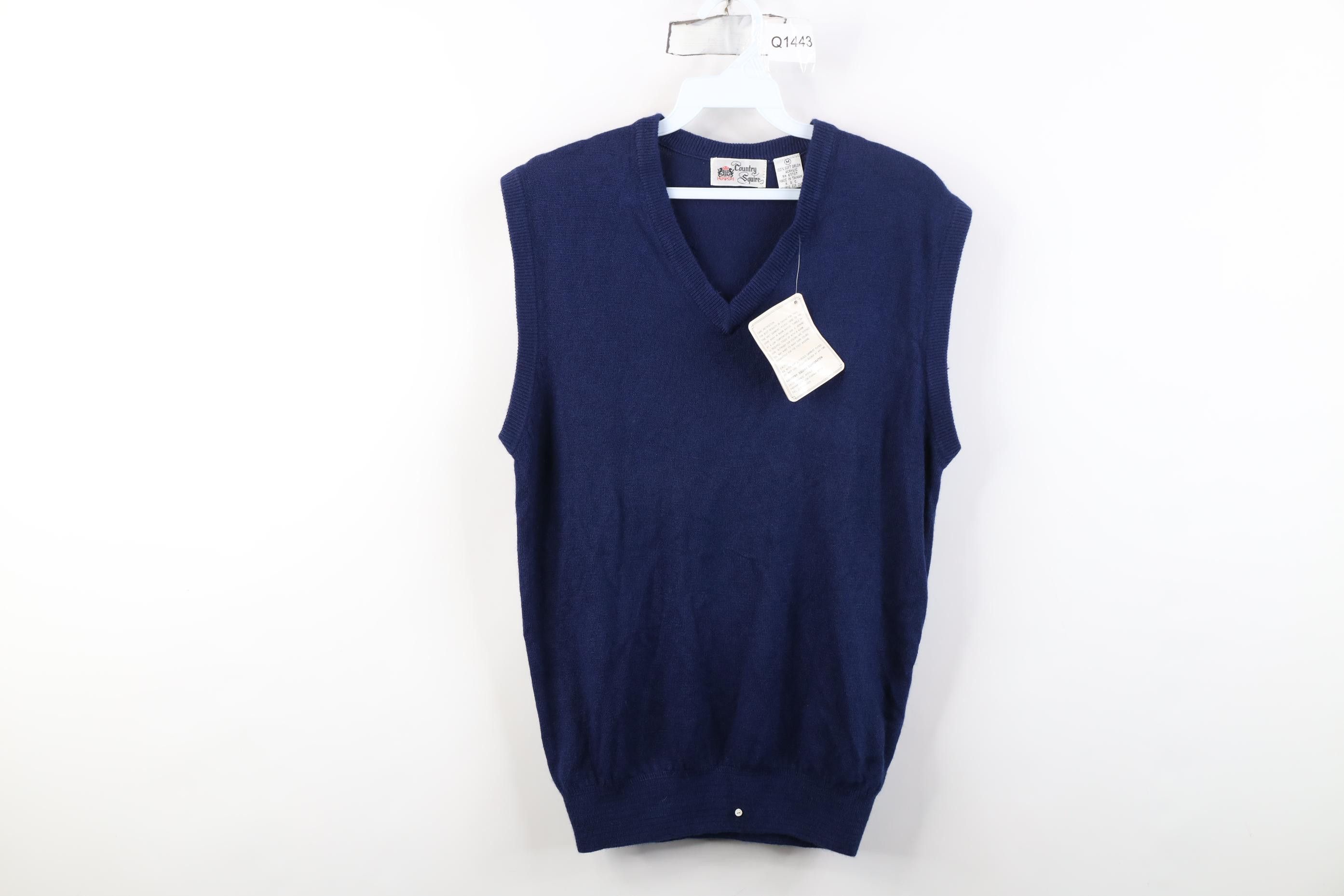 Vintage Deadstock Vintage 70s Blank Soft Knit Sweater Vest Navy Blue Size M / US 6-8 / IT 42-44 - 1 Thumbnail
