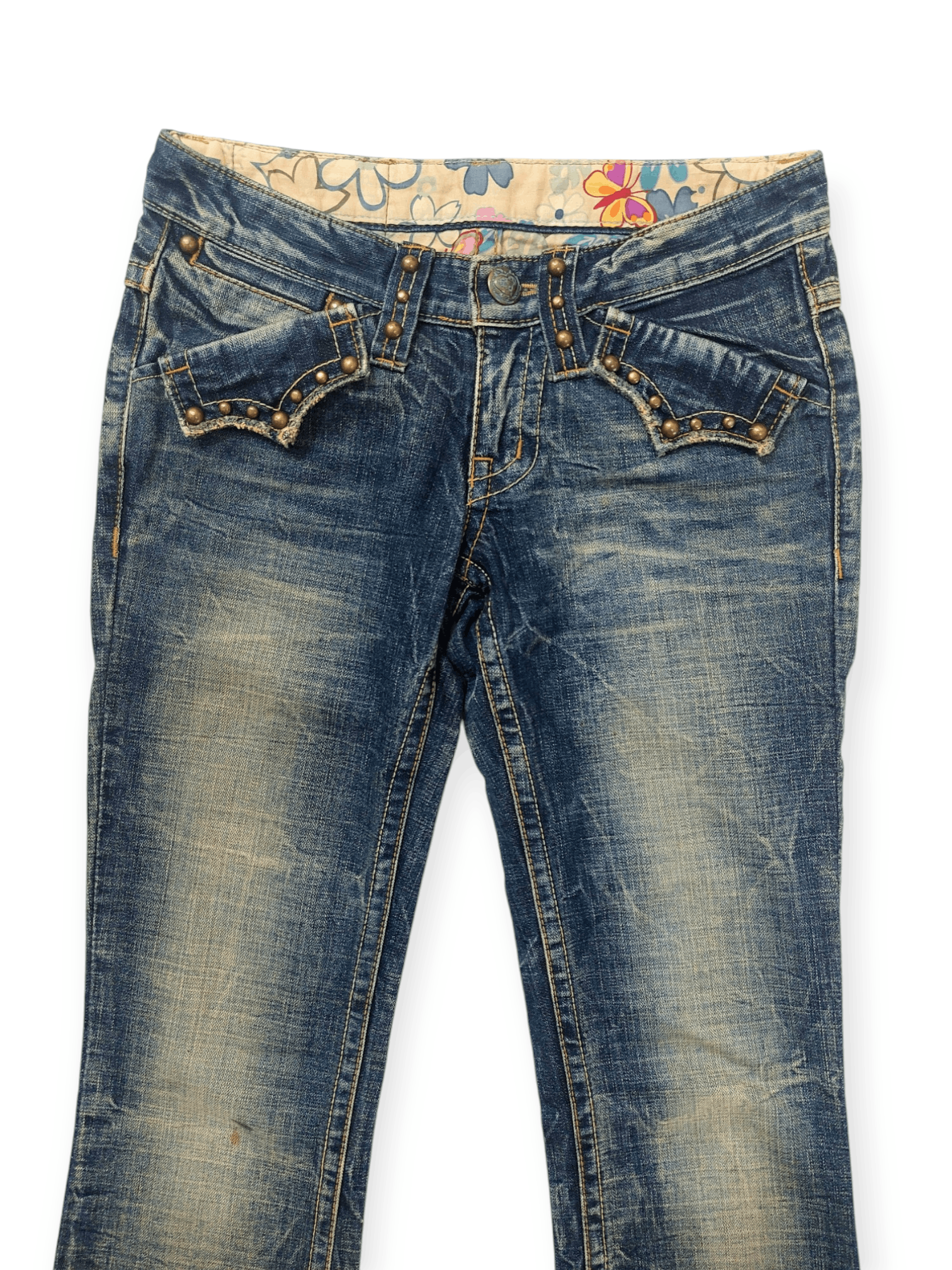 Vintage Flare 73 Seventy Threes Studded Punk Denim Size 26" / US 2 / IT 38 - 4 Thumbnail