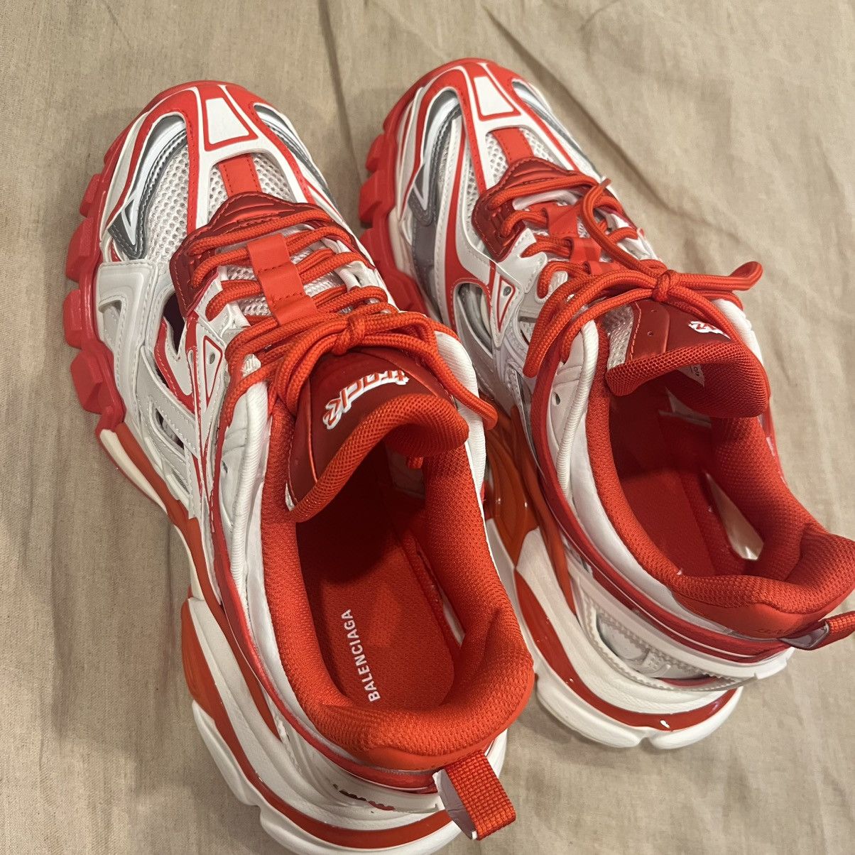 Balenciaga $1200 Balenciaga Track.2 Runners Sneaker, White Red Grey Size US 8 / EU 41 - 8 Thumbnail