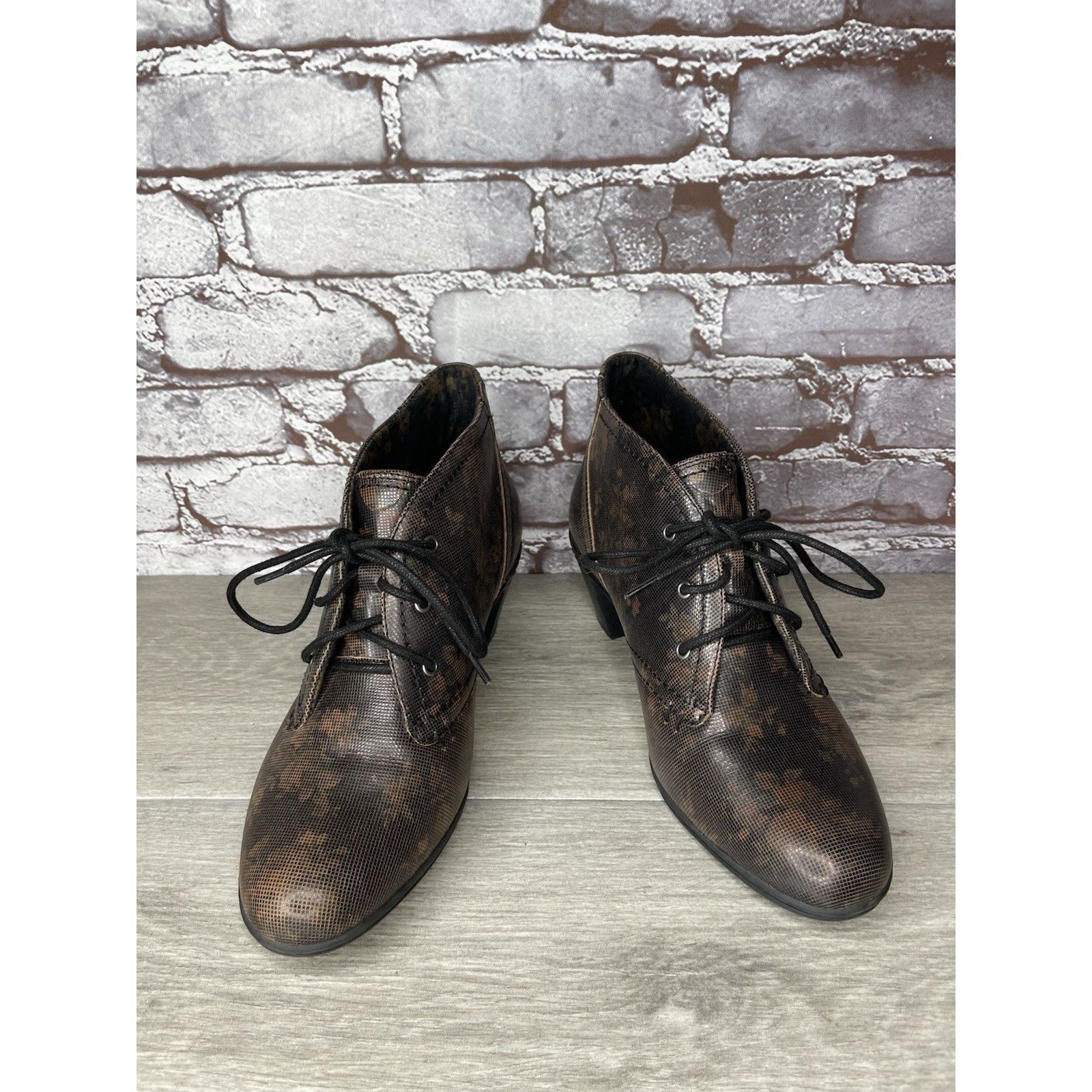 Rockport ROCKPORT Cobb Hill Rashel Dark Brown FLoral Leather Laced Bo Size US 9 / IT 39 - 16 Thumbnail