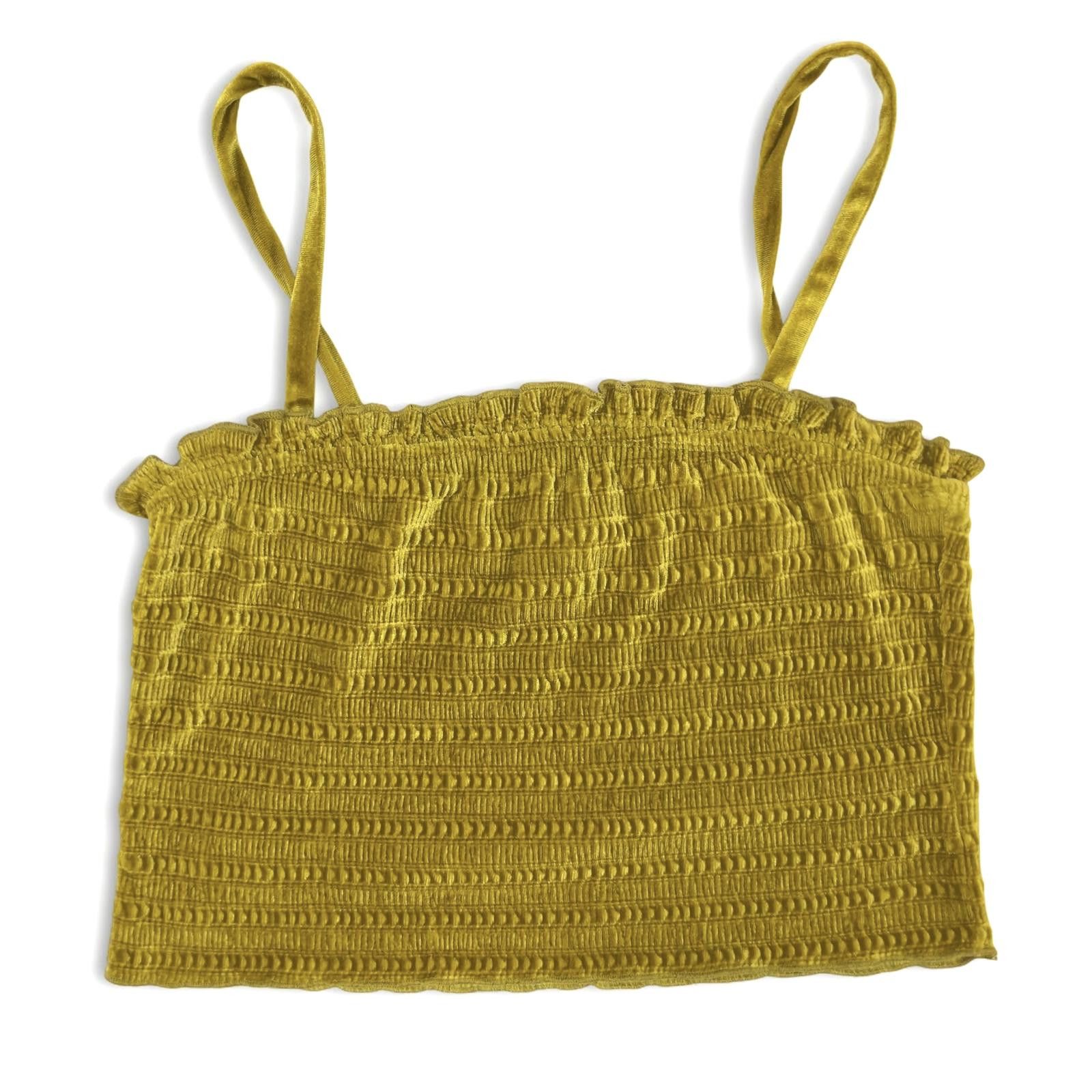 Designer Wild Fable Smocked Crop Top in Gold Size XS / US 0-2 / IT 36-38 - 1 Thumbnail