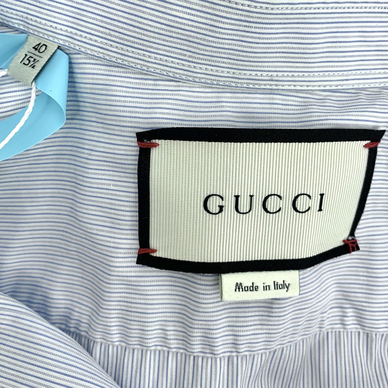 Gucci Gucci Striped Neck Embroidered Long Sleeve Shirt K26WX Size US L / EU 52-54 / 3 - 5 Thumbnail