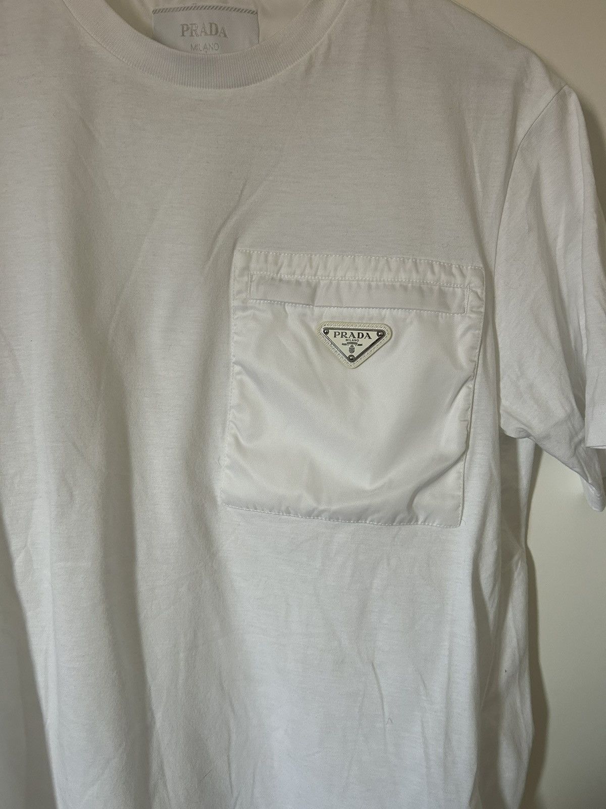 Prada Prada Re-Nylon Jersey T-Shirt With Front Pocket Size US XS / EU 42 / 0 - 4 Thumbnail