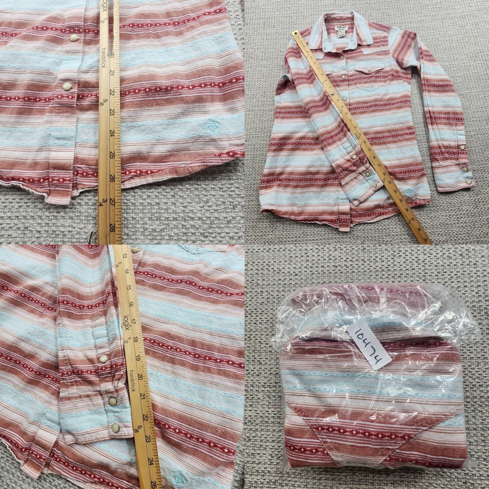 Ariat Ariat REAL Shirt Womens Small Red Blue Western Snap Button Long Sleeve Cotton Size S / US 4 / IT 40 - 9 Thumbnail
