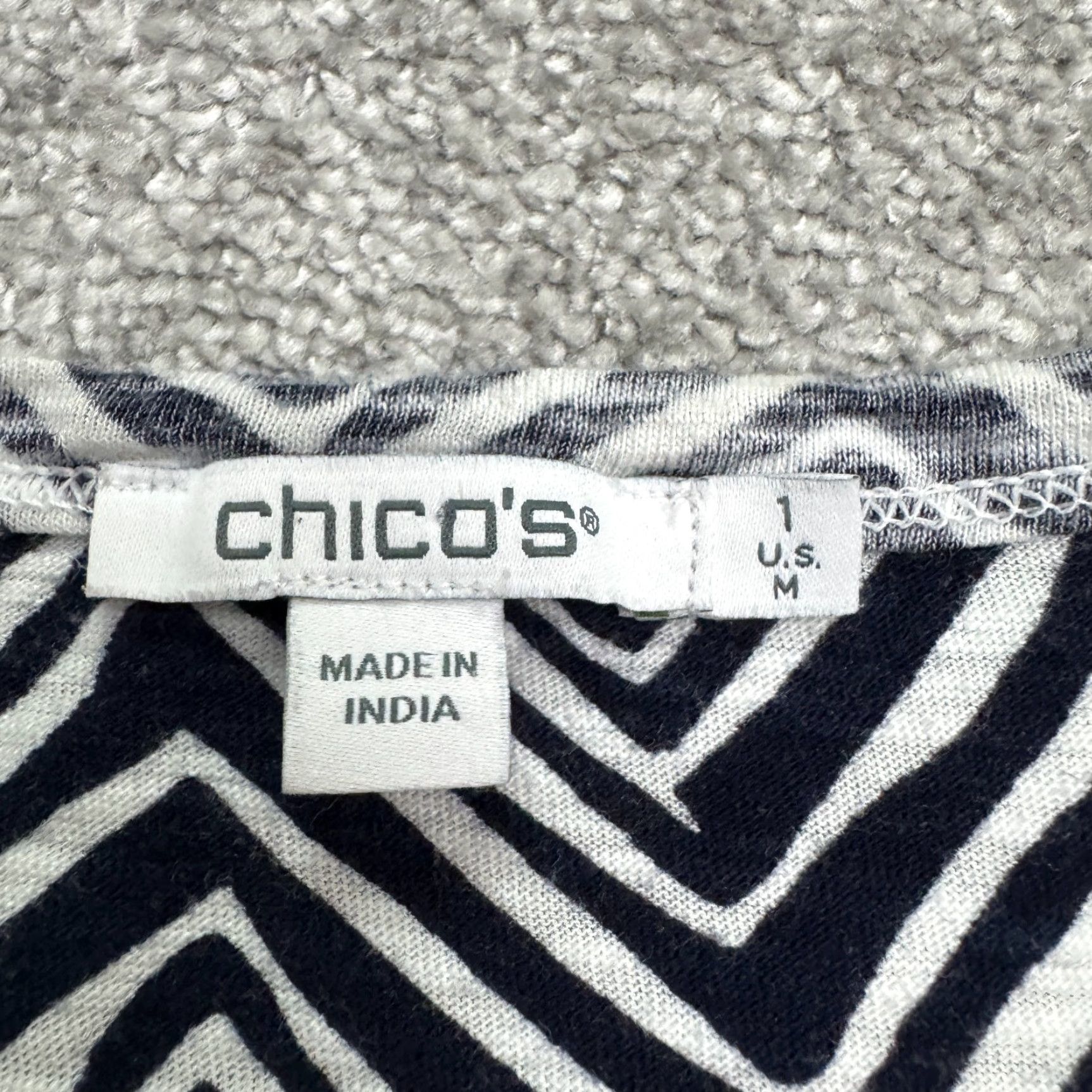 Vintage VINTAGE Chico's Cotton Blend Puff Sleeve Knitted Top Womens Medium Navy White Casual Shirt Size M / US 6-8 / IT 42-44 - 5 Thumbnail