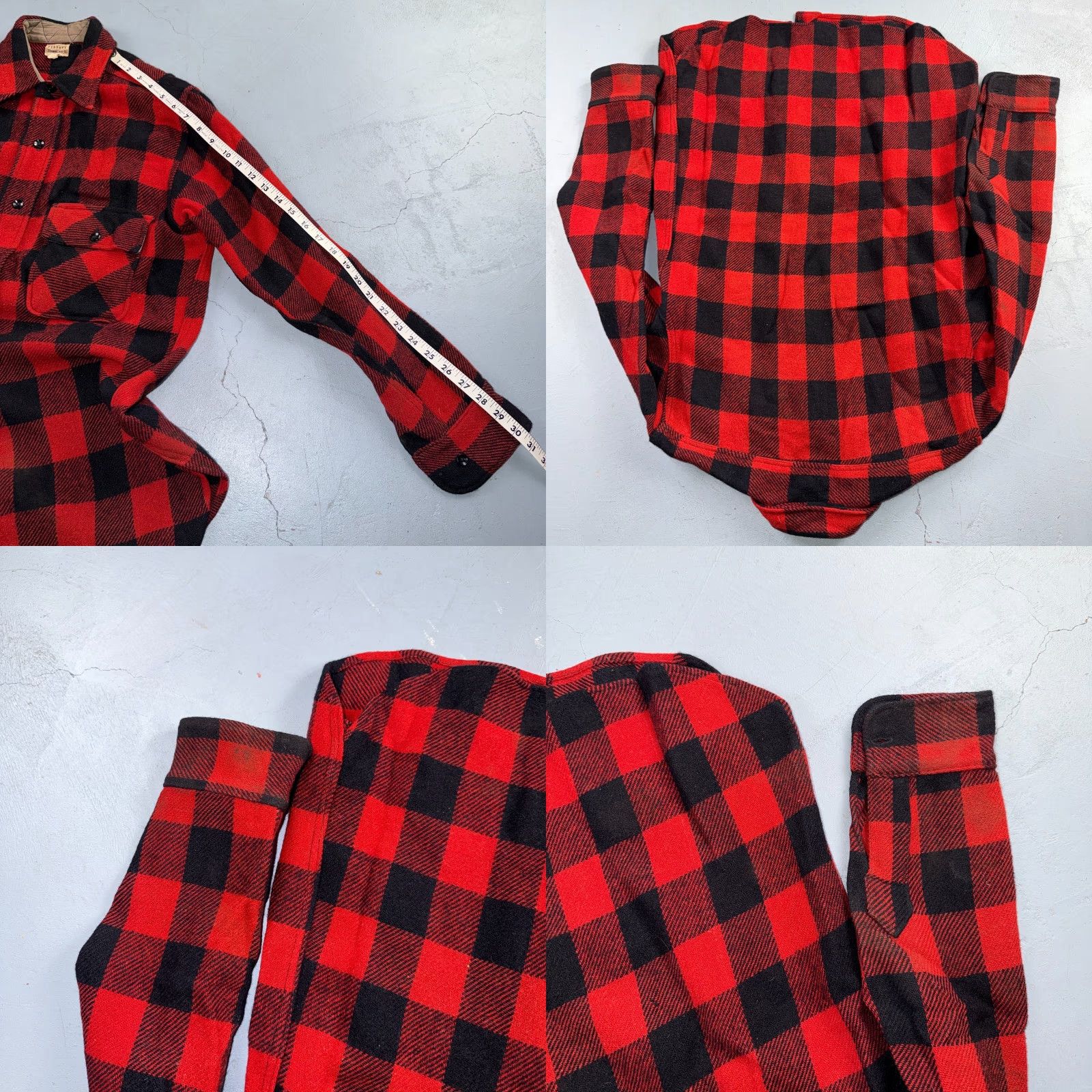 JCPenney VINTAGE Penneys Jacket Plaid Wool Buffalo Red Black 1940s 40s 50s Shirt Parka Men M Wool Size US M / EU 48-50 / 2 - 8 Thumbnail