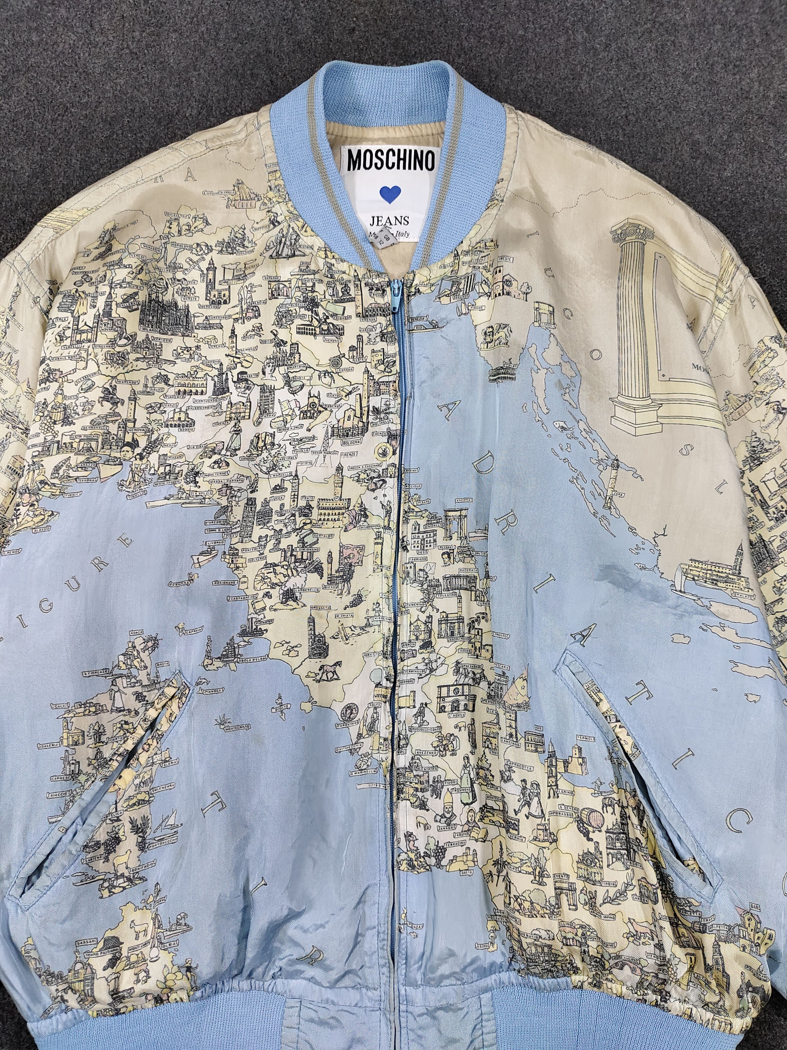 Moschino 90s Moschino💥 Archive AOP Maps Cartohraphic Cropped Bomber Size M / US 6-8 / IT 42-44 - 2 Thumbnail