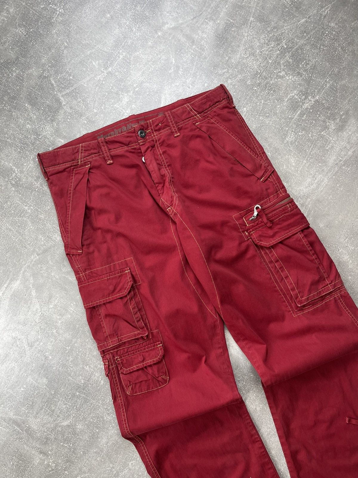 Other Red Y2K Utility Trousers Zip Hem Pockets Vintage Cargo Pants Size US 34 / EU 50 - 8 Thumbnail