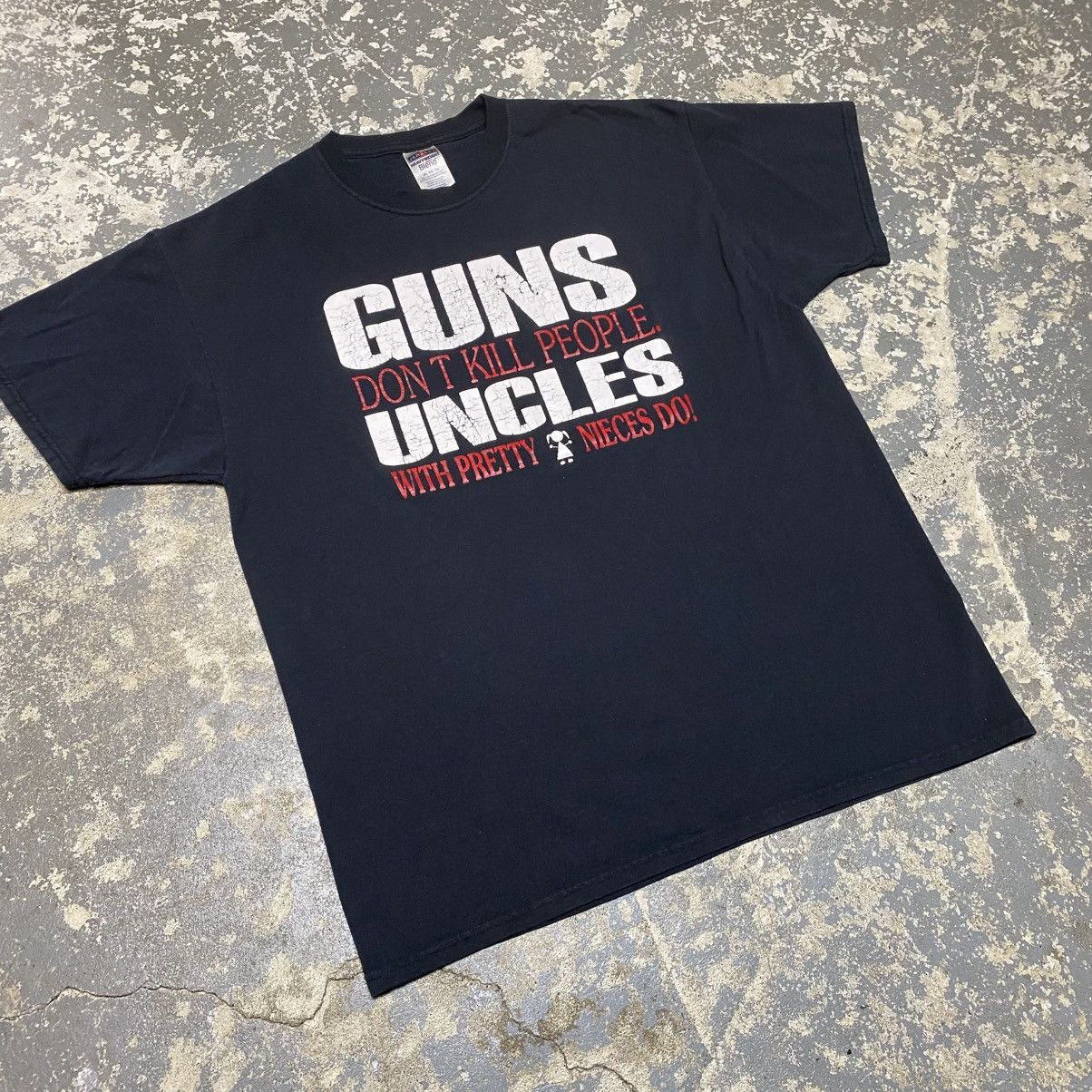 Japanese Brand × Vintage Vintage Guns Don’t Kill People Uncles With Pretty Nieces Do Size US XL / EU 56 / 4 - 7 Thumbnail