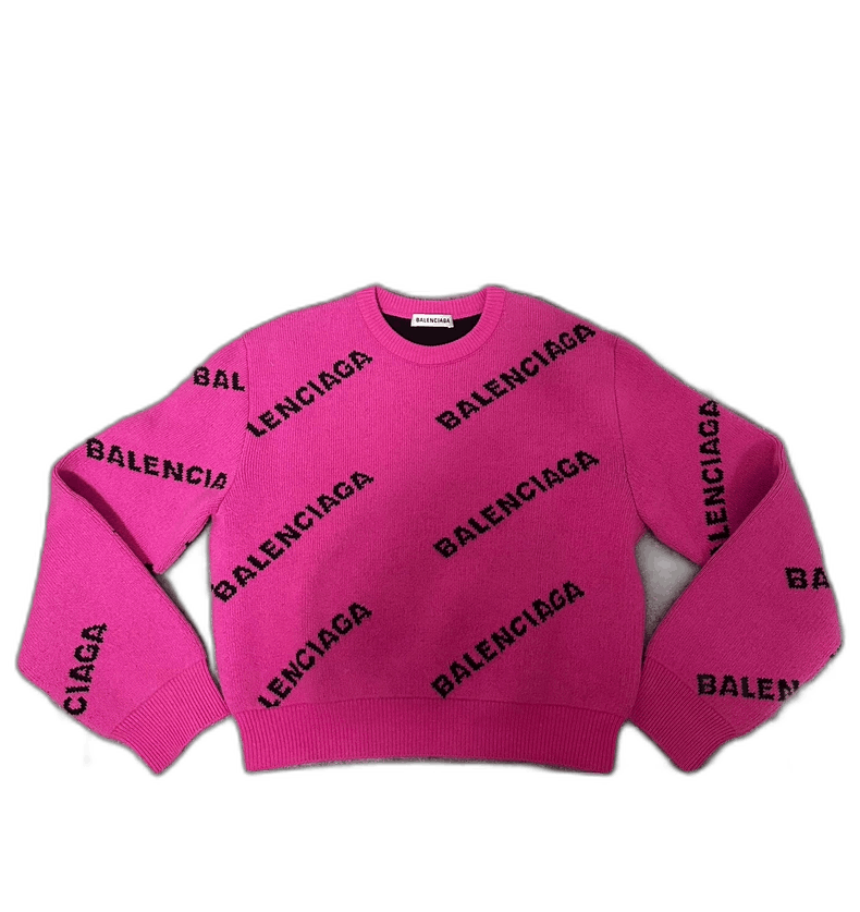 Balenciaga balenciaga pink sweater with logo print Size US S / EU 44-46 / 1 - 1 Thumbnail