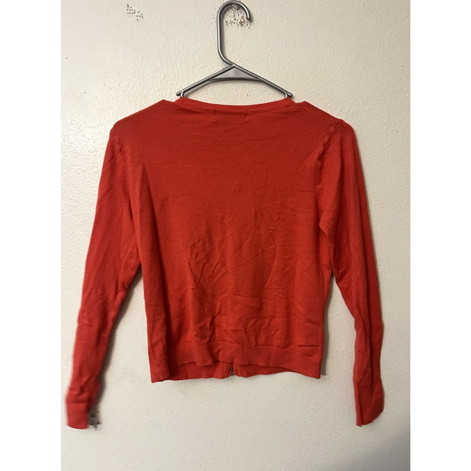 Vintage Atmosphere Cardigan Shirt Women M Orange Button Long Sleeve Knit Cotton Nylon V-Neck Classic Raglan Sleeve Lightweight Fall Spring Summer Winter Size M / US 6-8 / IT 42-44 - 3 Thumbnail