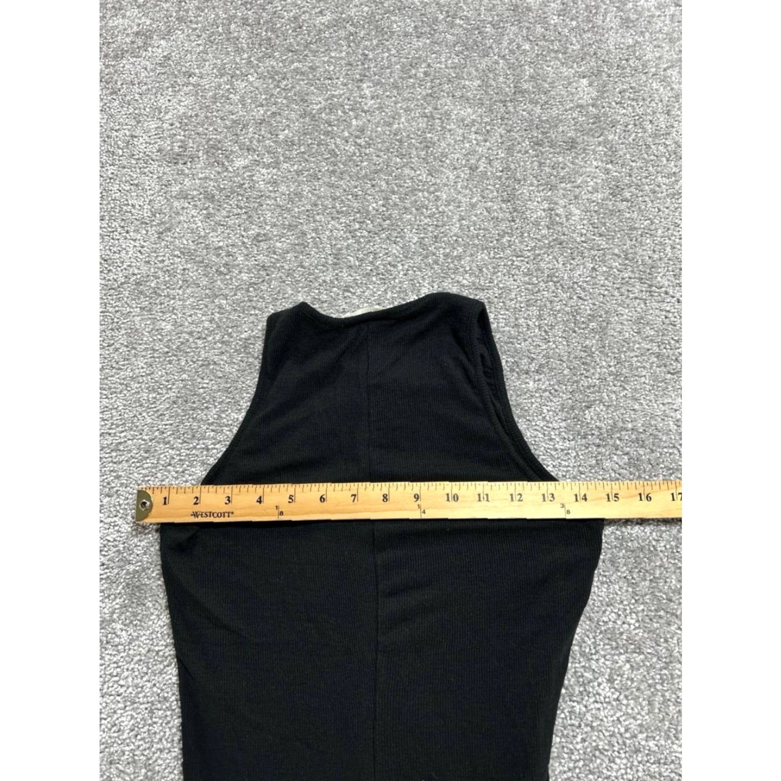 Marine Layer Marine Layer Maxi Dress Womens S Black Ribbed Texture Round Neck Sleeveless Slit Hem Knit Casual Long Slim Stretch Easy Care Shirts? Size S / US 4 / IT 40 - 4 Thumbnail