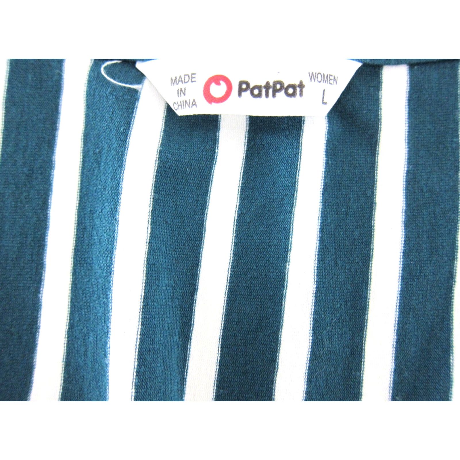Vintage PatPat Green White Stripe Jersey Stretch V-Neck 3/4 Sleeve Midi Dress Large Size L / US 10 / IT 46 - 3 Thumbnail