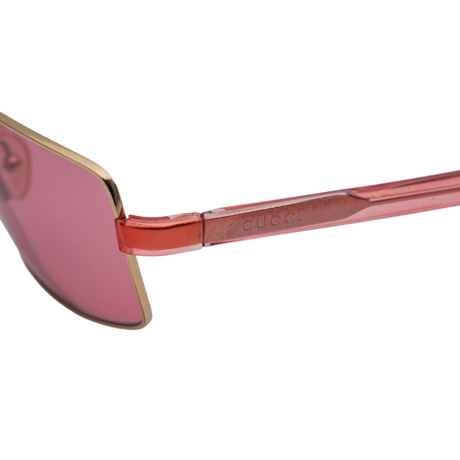 Gucci Vintage Gucci GG 1378 Gold Pink Logo Rectangular Sunglasses Size ONE SIZE - 4 Thumbnail