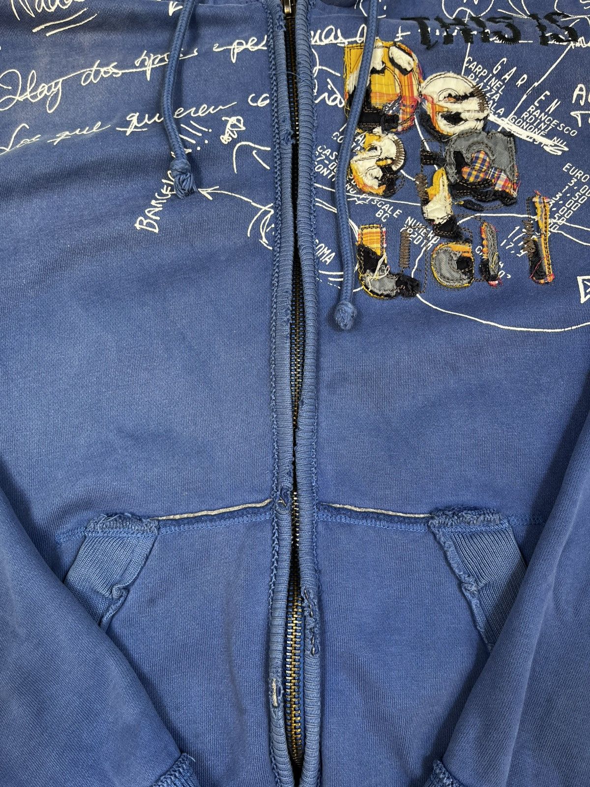 Desigual × Japanese Brand Vintage Y2K Desigual faded big logo zip hoodie trashed style Size US XL / EU 56 / 4 - 12 Thumbnail