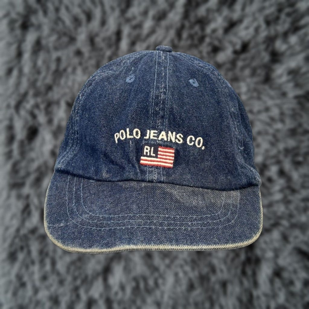 Polo Ralph Lauren VINTAGE Polo Ralph Lauren Denim Baseball Cap Hat Blue Adjustable Mens 90s Size US M / EU 48-50 / 2 - 1 Thumbnail