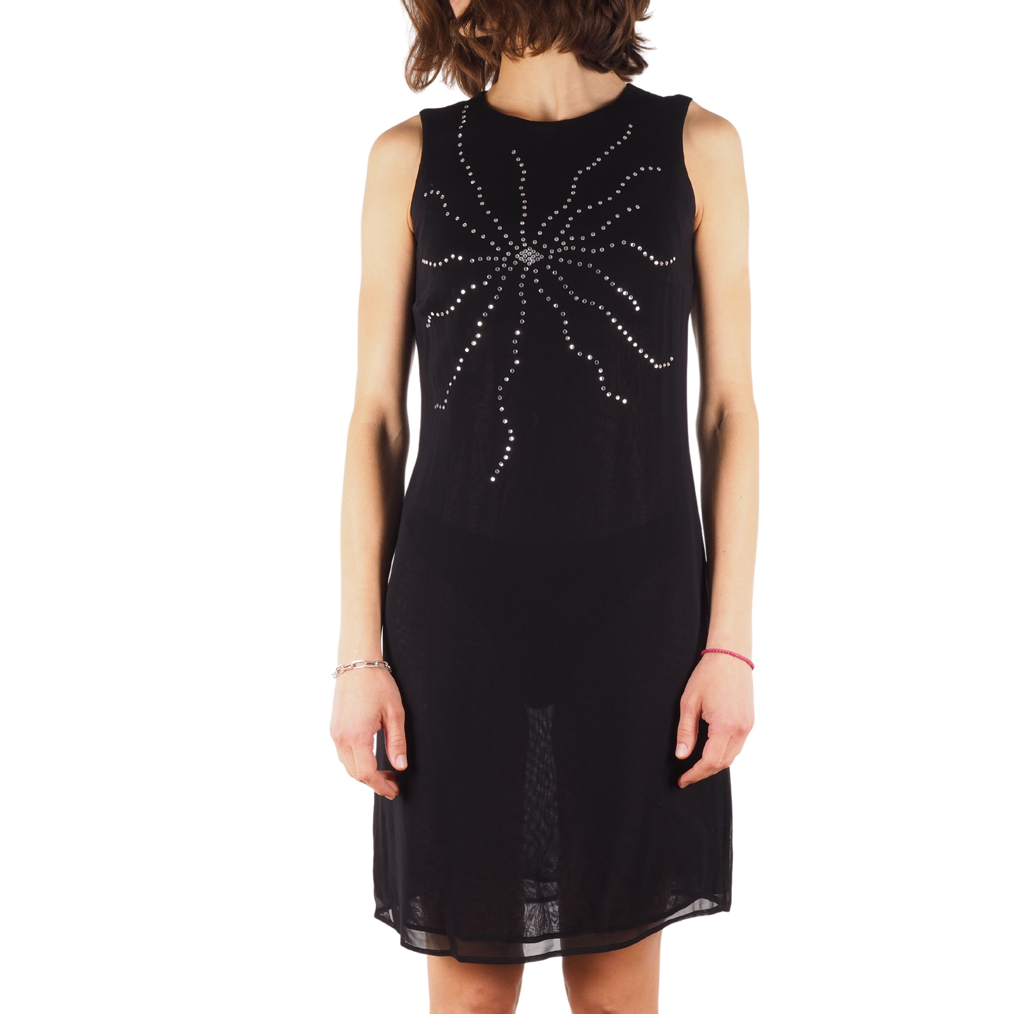 Versace × Versus × Vintage GIANNI VERSACE VERSUS Vintage Crystals Mesh Black Dress Size XS / US 0-2 / IT 36-38 - 1 Thumbnail
