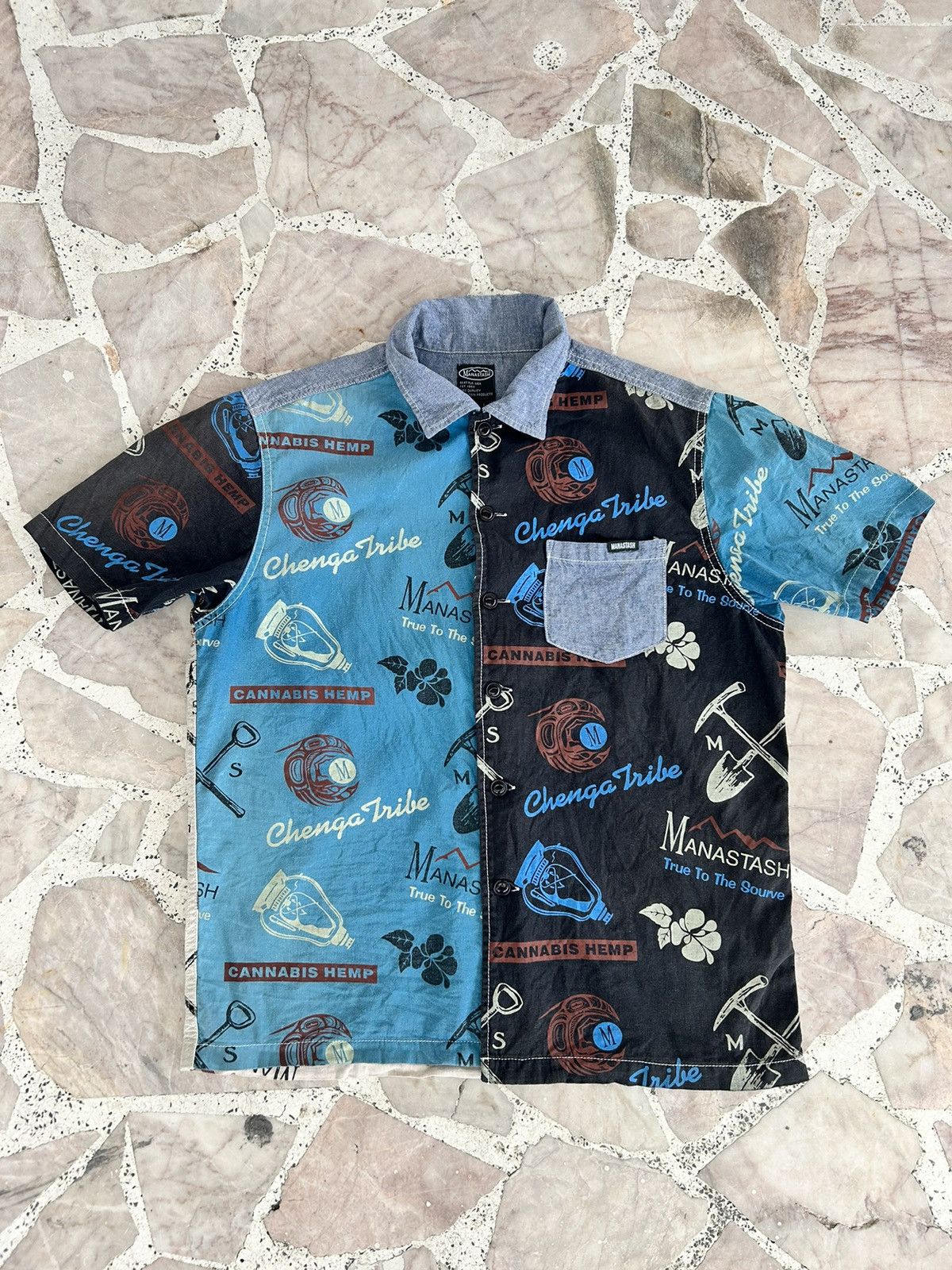 Manastash Chenga Tribe Overprint Cannabis Hemp Button Up Shirt Size US M / EU 48-50 / 2 - 1 Thumbnail
