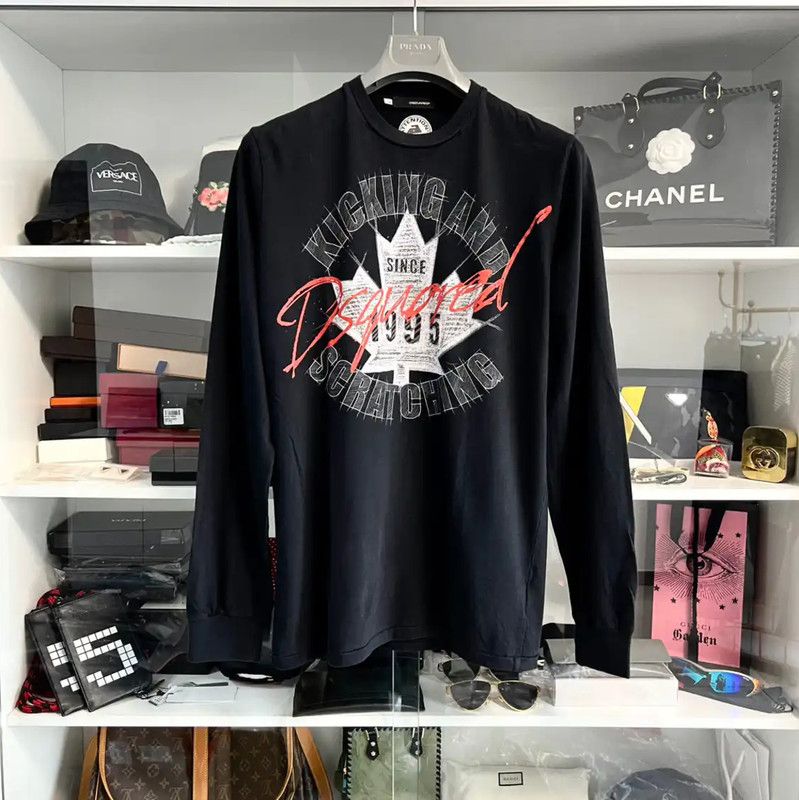 DSQUARED2 Men's Black Long Sleeve Tee Shirt 0089