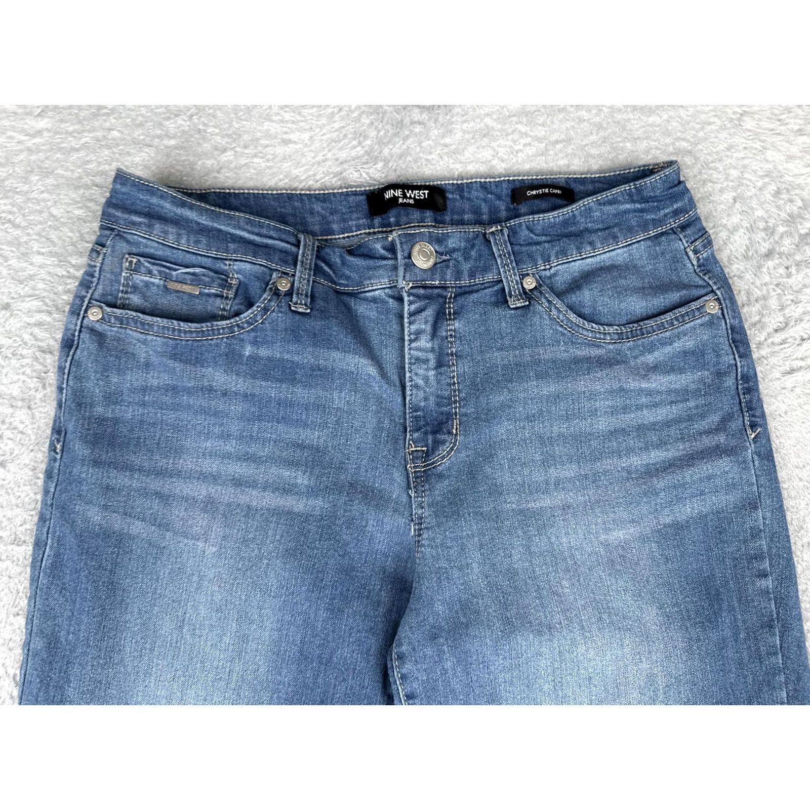 Nine West Nine West Chrystie Capri Jeans Womens 6 Blue Denim Mid Rise 5-Pocket Stretch Capris Size 28" / US 6 / IT 42 - 4 Thumbnail