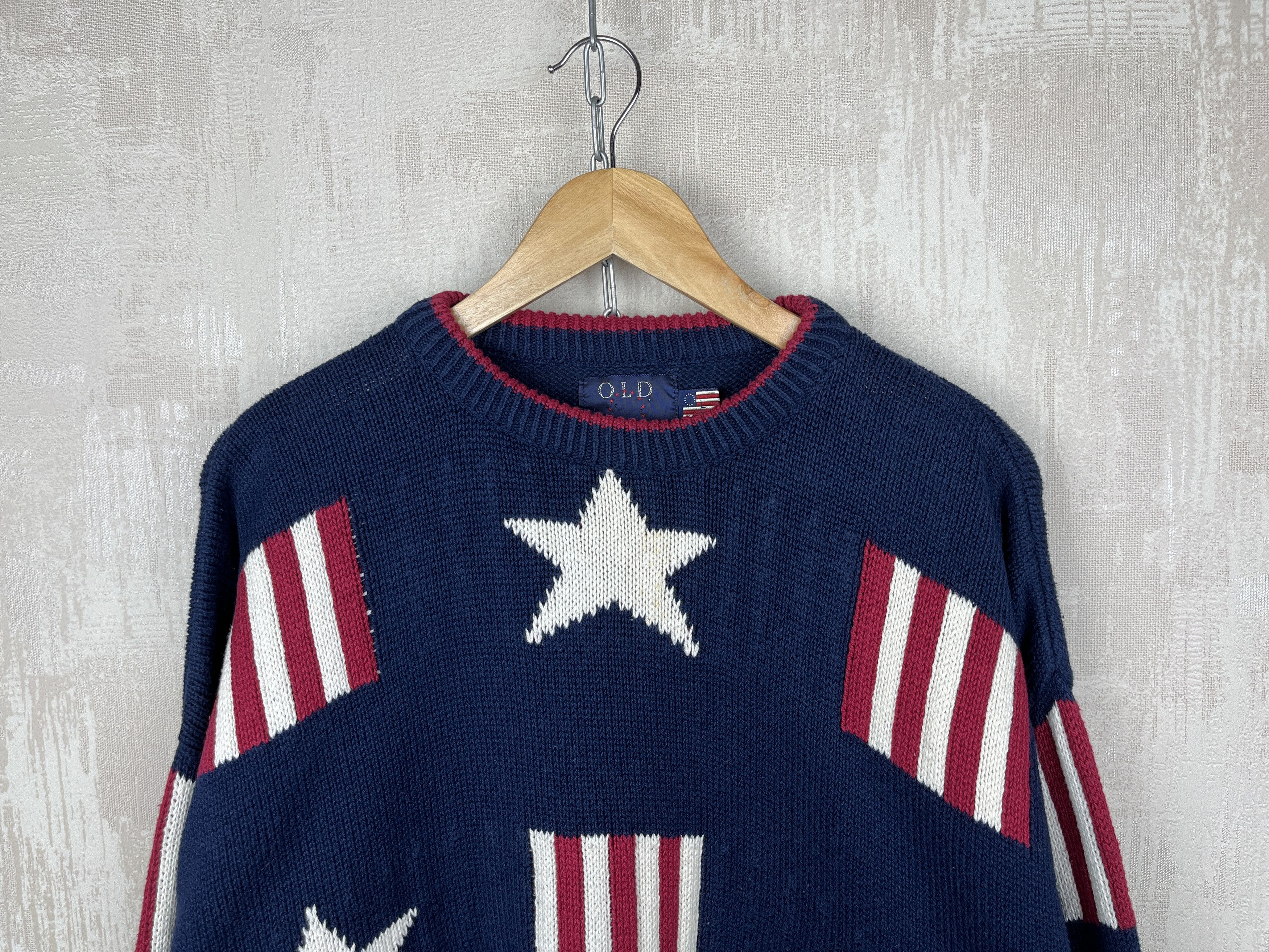 Vintage 90s Old Glory America Flag Stars Stripes USA Vintage Sweater Size US L / EU 52-54 / 3 - 3 Thumbnail