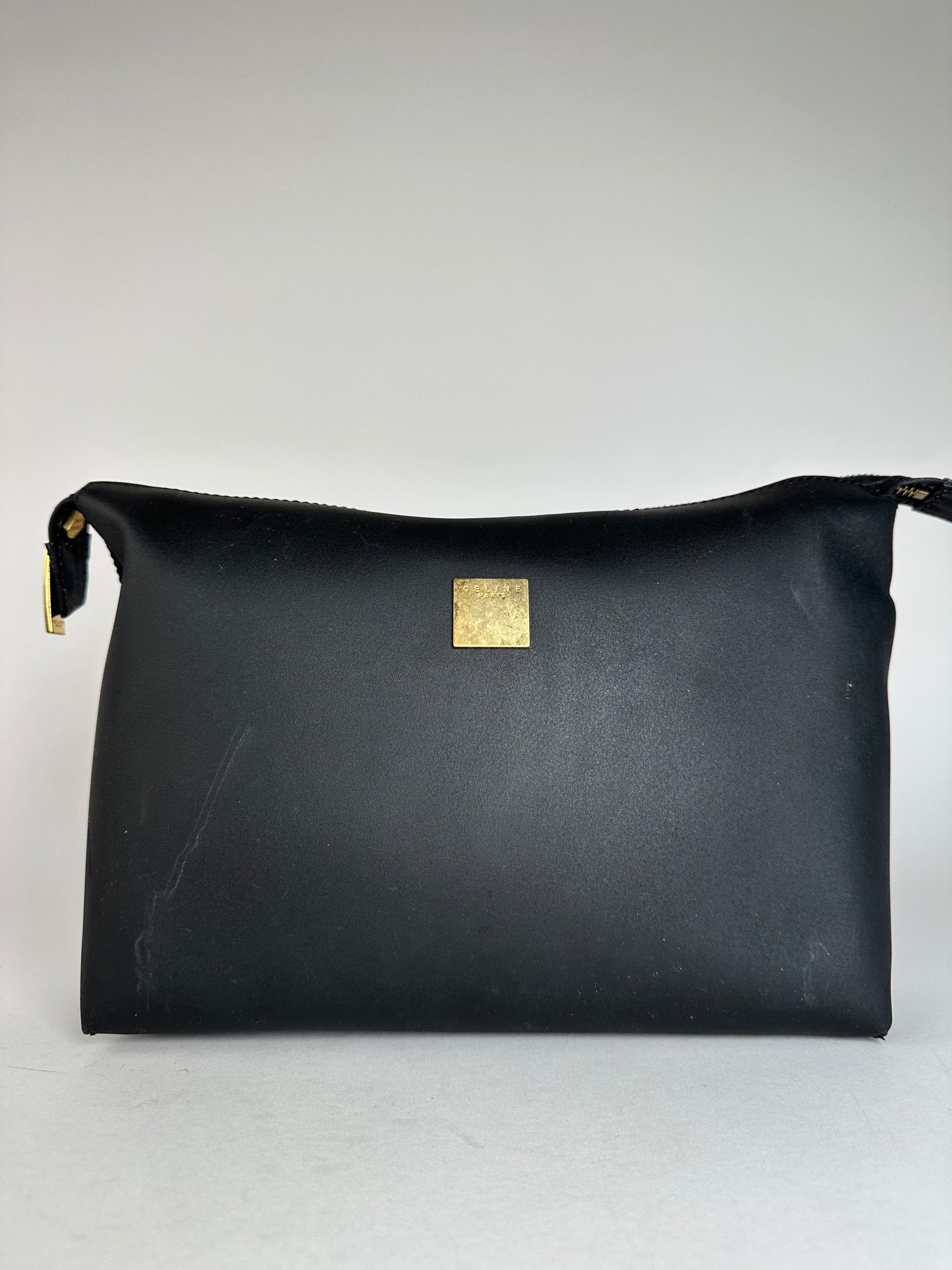 Celine Vintage Paris Plain Leather Clutch Black Size ONE SIZE - 1 Thumbnail