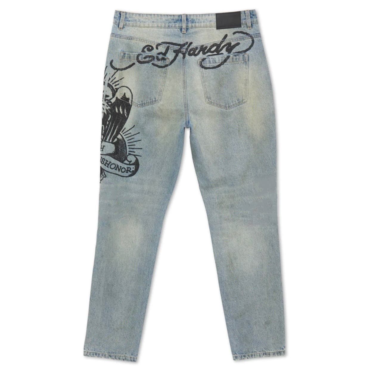 Image of Ed Hardy Death Before Dishonor Eagle Jeans in Blue, Men's (Size 40)