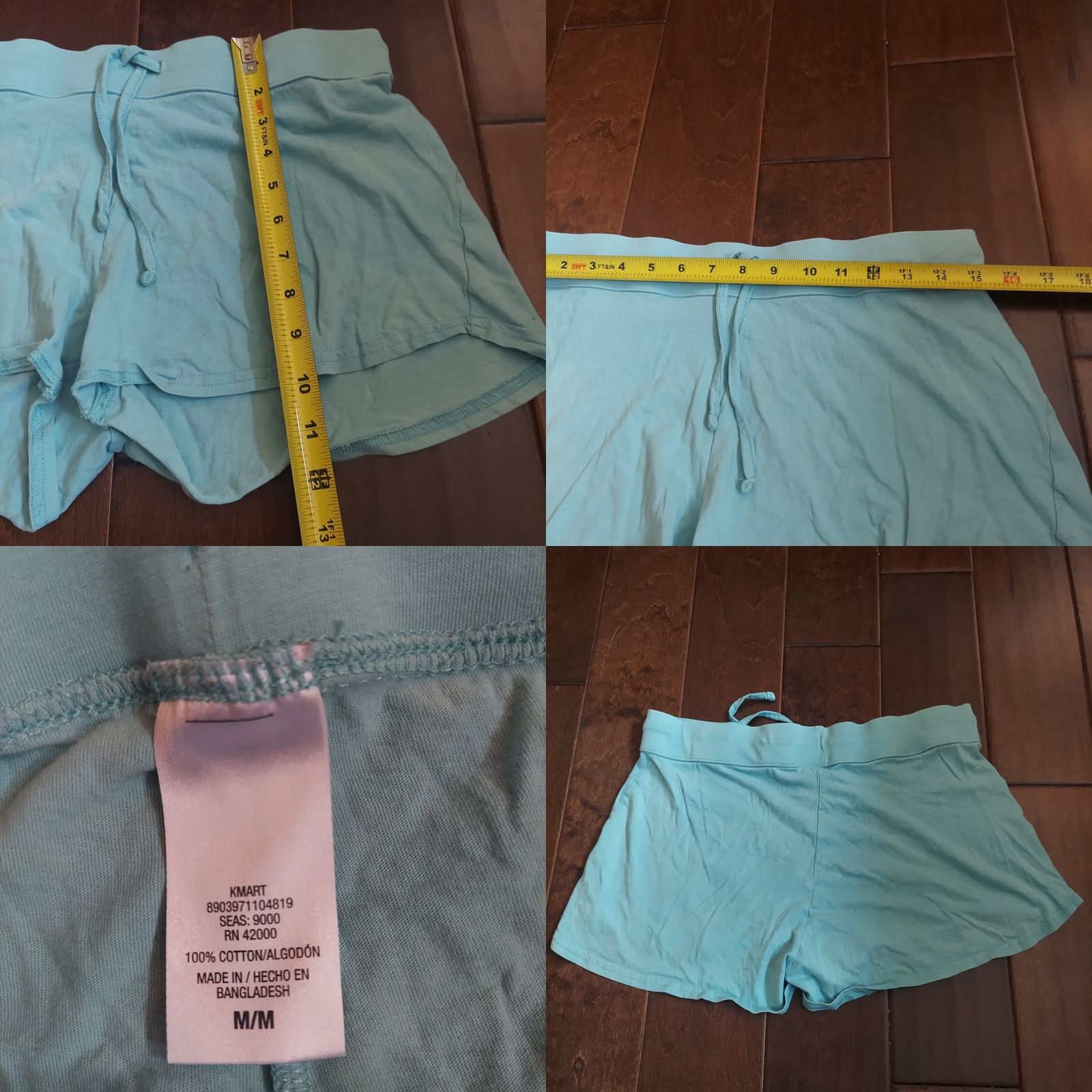 Vintage Kmart Women's Blue Drawstring Shorts - Size M - Cotton - Casual Travel - Solid Pattern - Regular - Women's Shorts - Blue - Drawstring - B616 Size 32" / US 10 / IT 46 - 8 Thumbnail