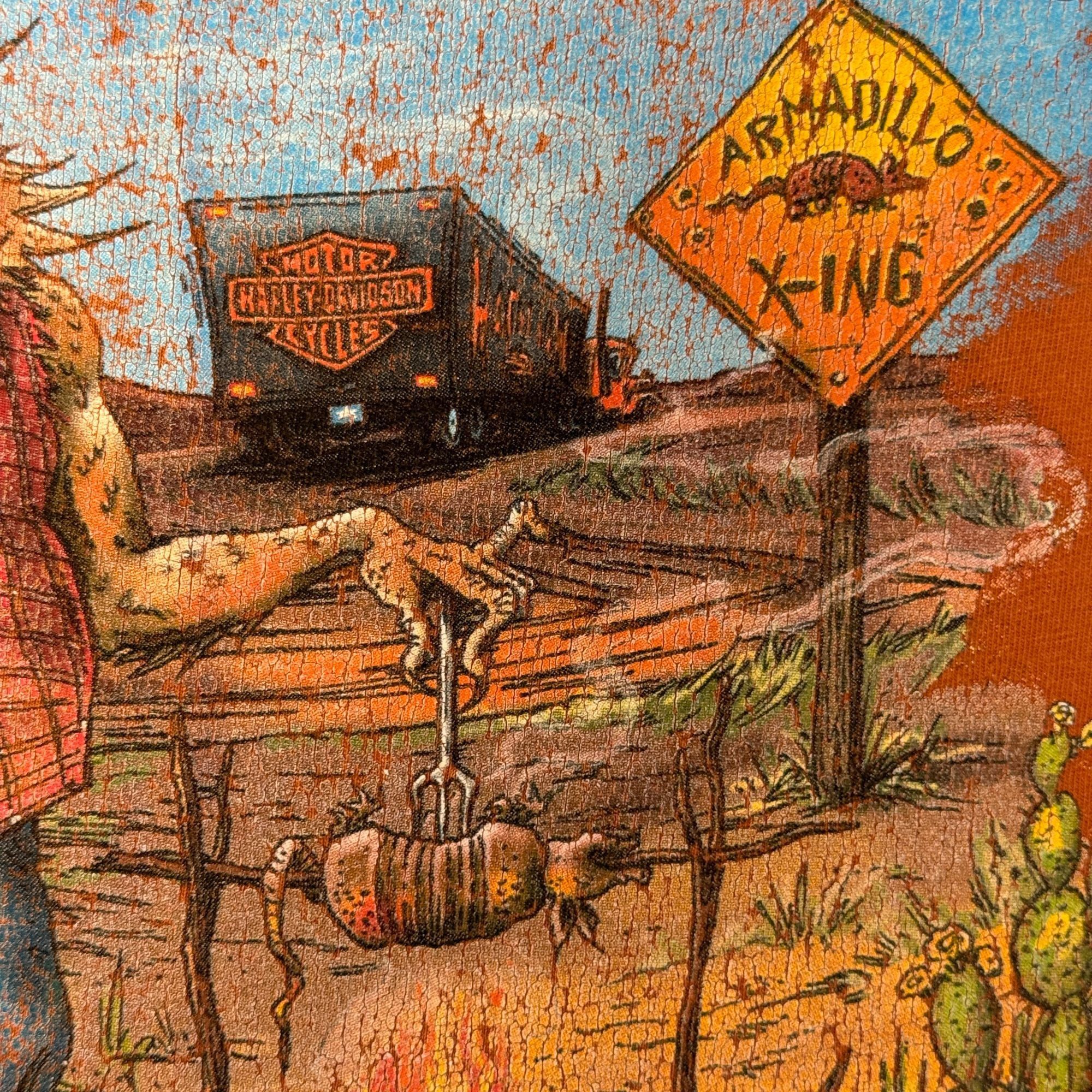 Harley Davidson HORNY TOAD Temple TEXAS 2011 Motorcycle ROASTED ARMADILLO T Size US XL / EU 56 / 4 - 14 Thumbnail