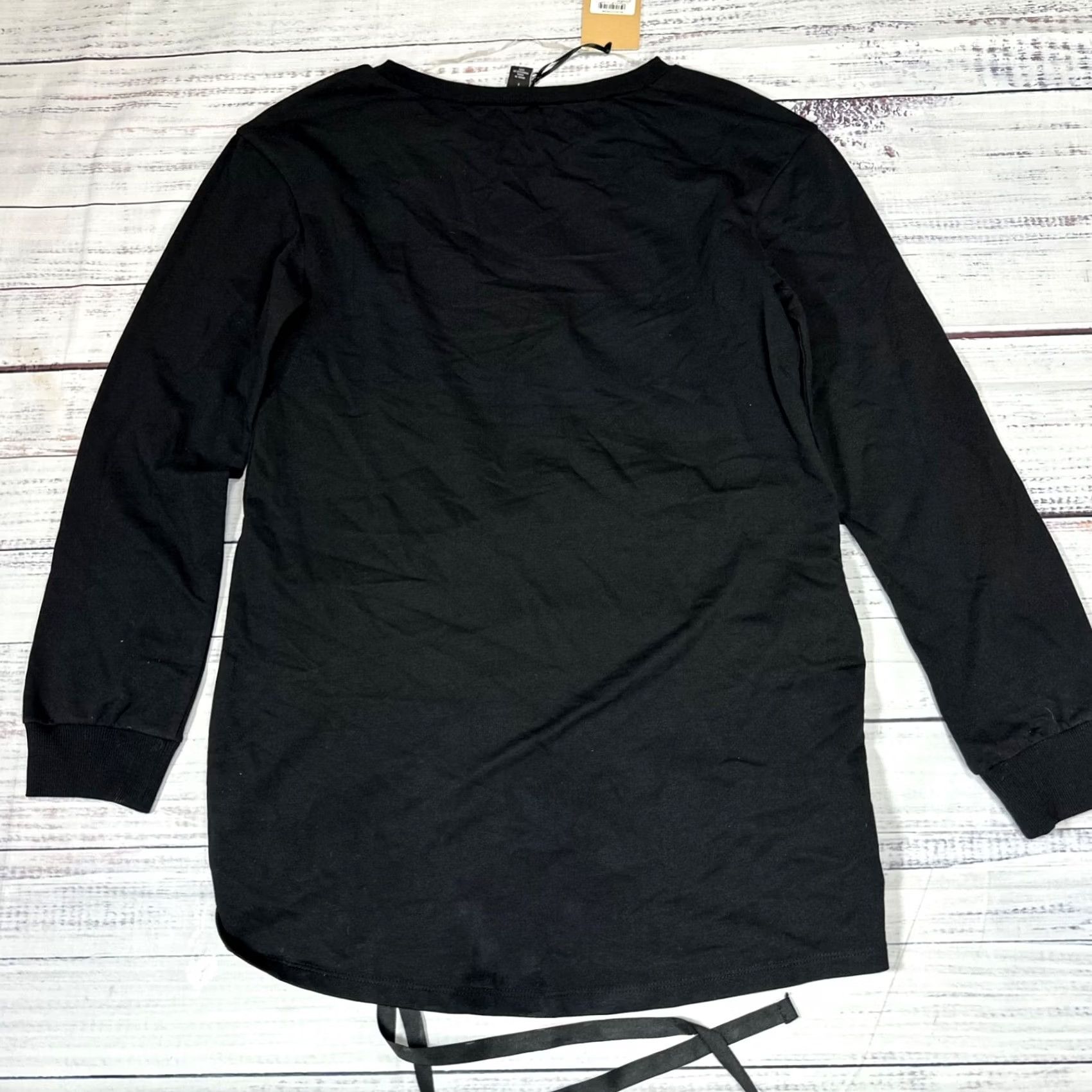 Vintage VINTAGE Halogen Womens Long Sleeve Tunic Top S Black Ruched Tie Hem Pullover Size S / US 4 / IT 40 - 4 Thumbnail