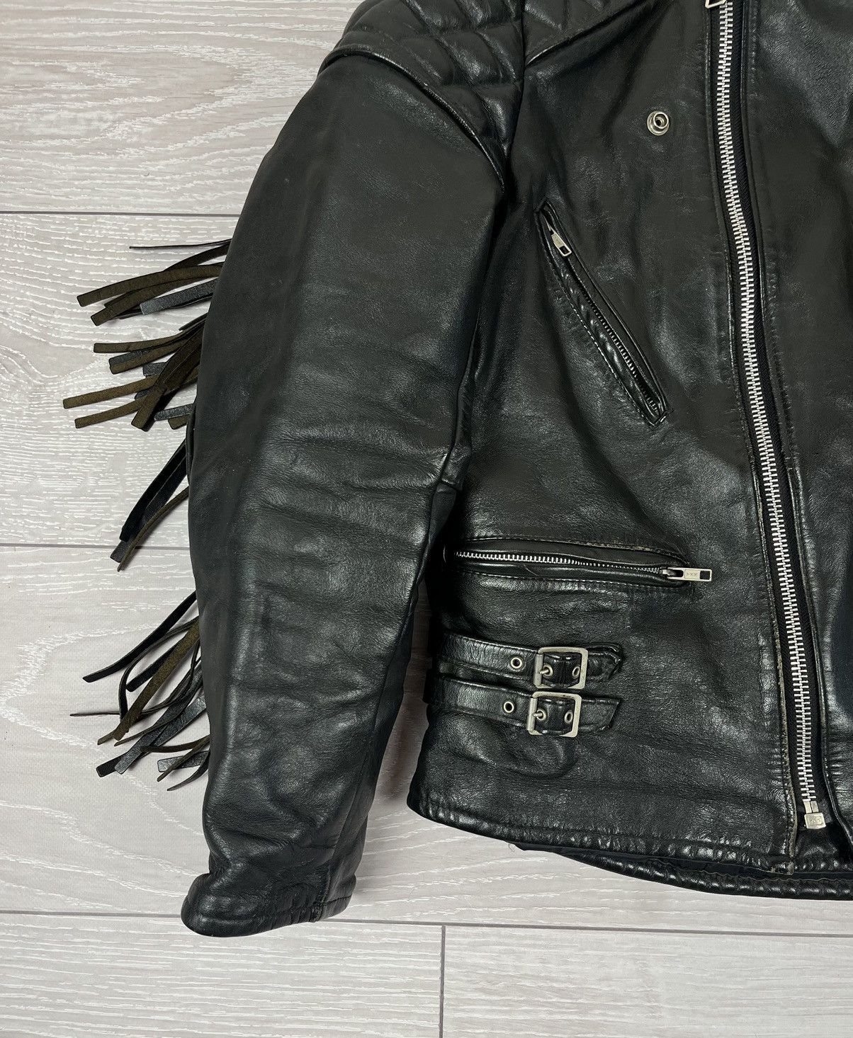Genuine Leather Vintage Avante Garde Black Leather Biker Jacket L Size Size US L / EU 52-54 / 3 - 8 Thumbnail