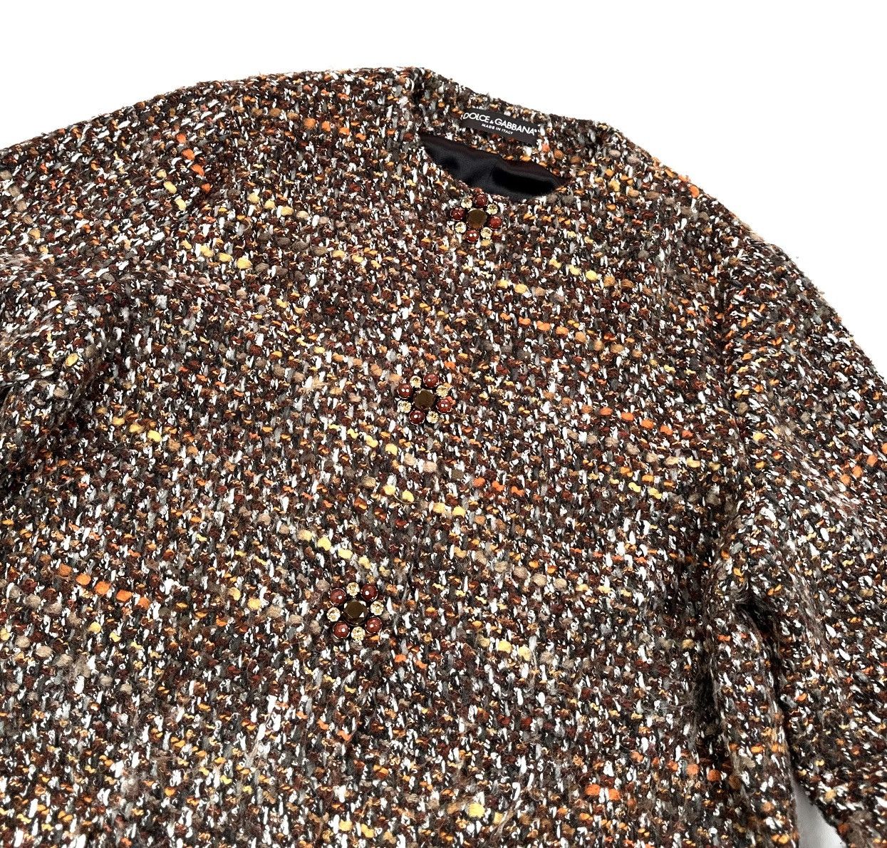 Dolce & Gabbana DOLCE & GABBANA TWEED Bouclé Texture Luxury Coat Jacket - 48 Size XL / US 12-14 / IT 48-50 - 9 Thumbnail