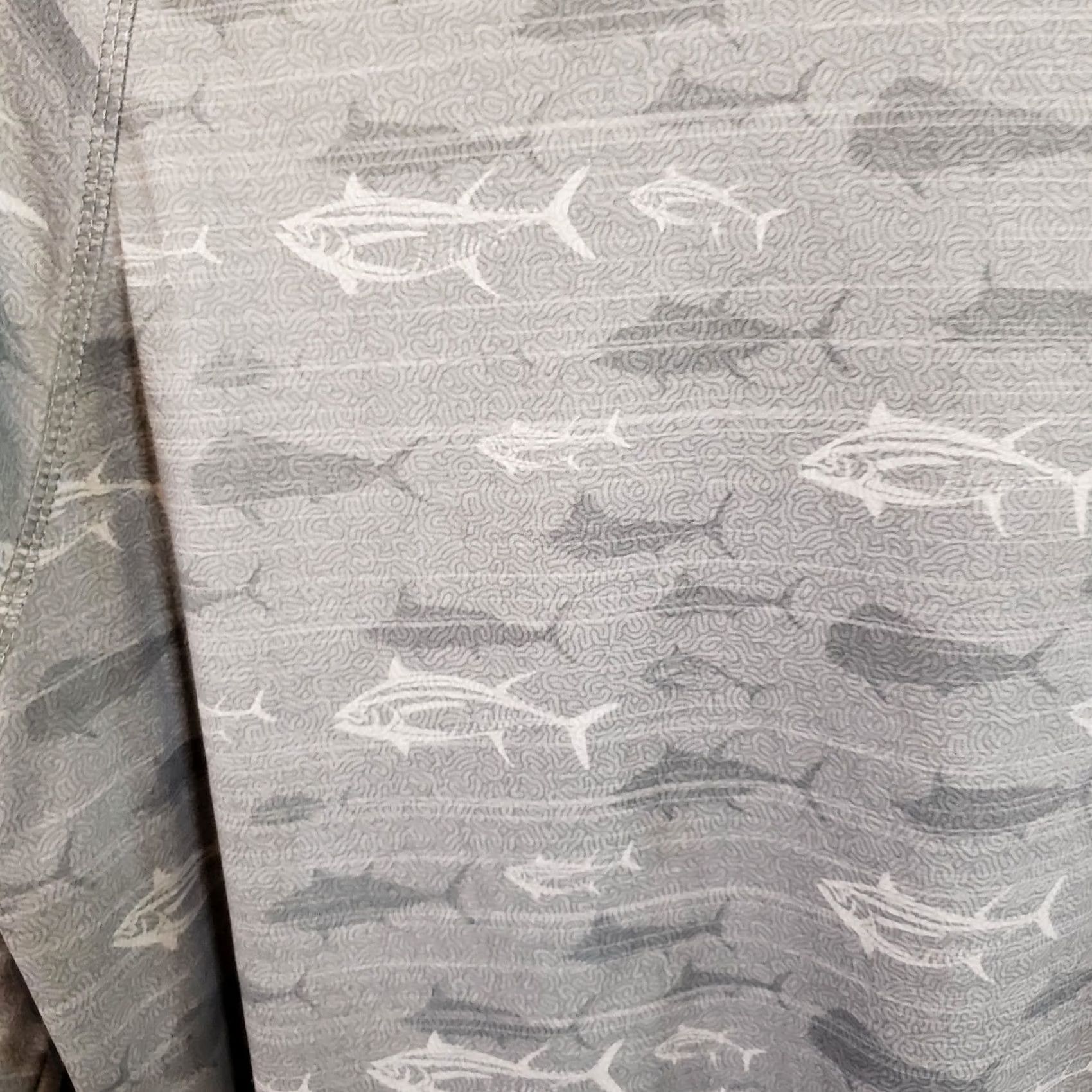 Vintage Hook & Tackle Hoodie Shirt Men L Gray Fish Pattern Long Sleeve Lightweight 50spf Hooded Size US L / EU 52-54 / 3 - 5 Thumbnail