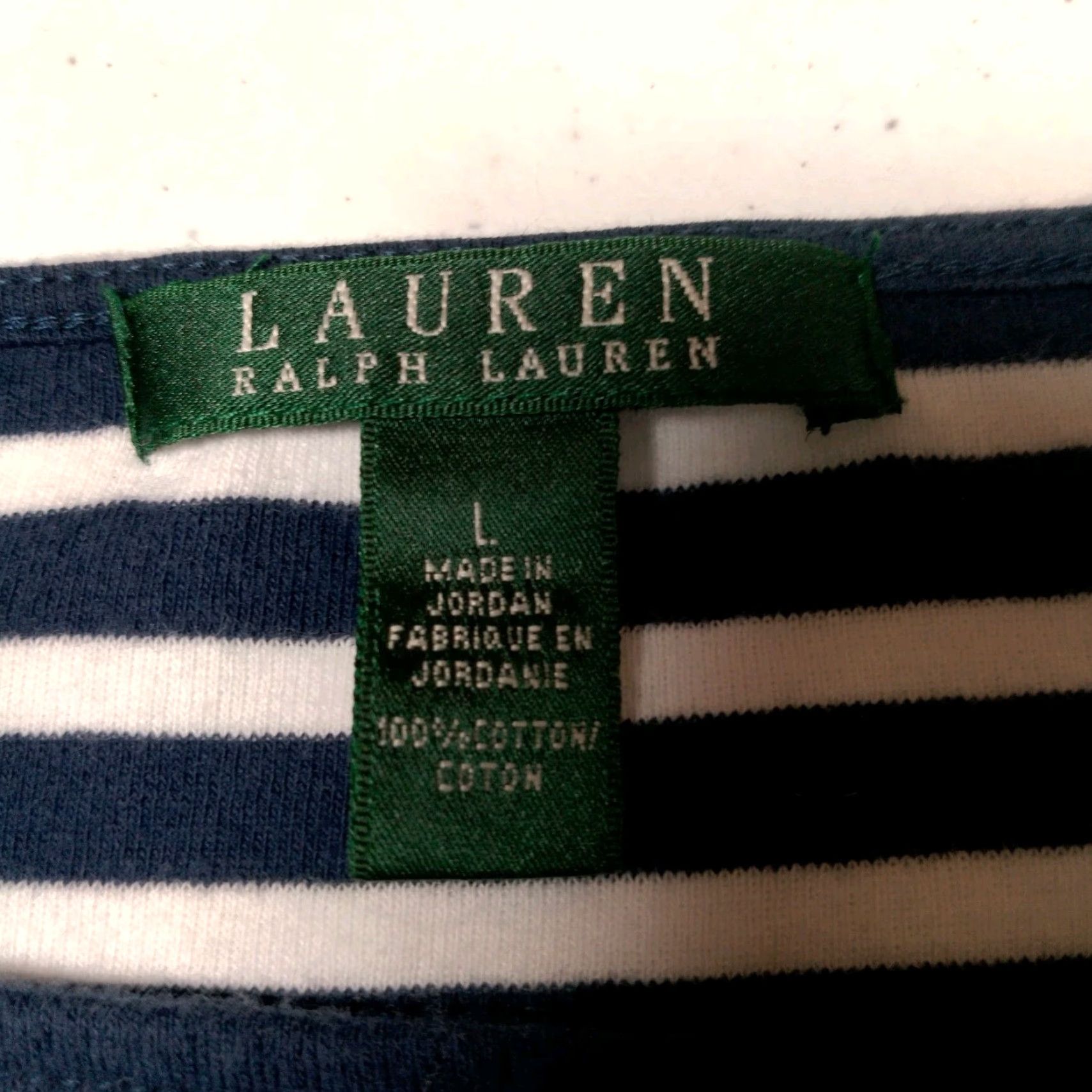 Ralph Lauren VINTAGE Lauren Ralph Lauren Shirt Women L Nautical Striped Cotton Short Sleeve Casual Blue White Gold Buttons Size L / US 10 / IT 46 - 6 Thumbnail