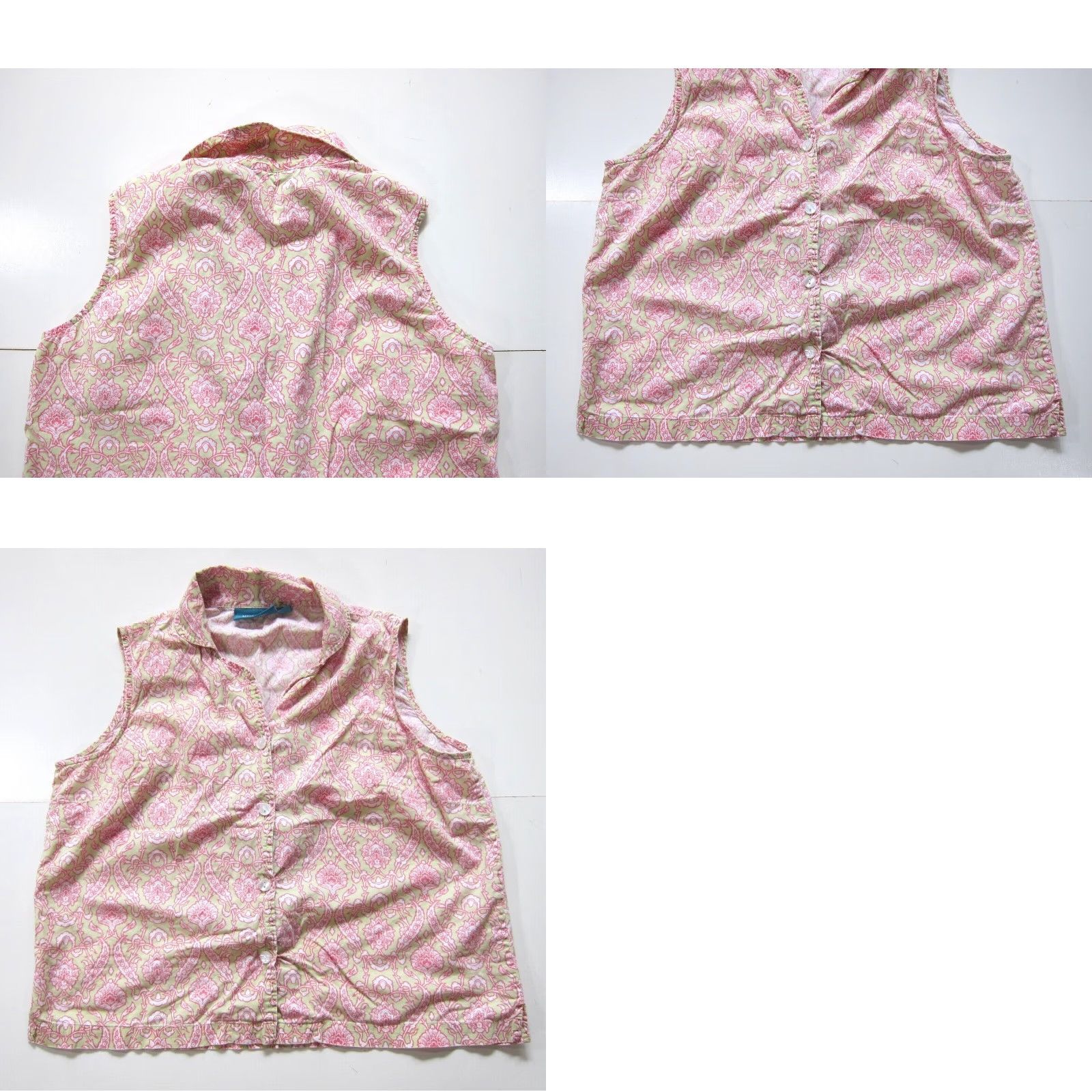 Vintage Needham Lane Blouse Sleeveless Floral 100% Cotton Pink White Green M Womens Size M / US 6-8 / IT 42-44 - 8 Thumbnail