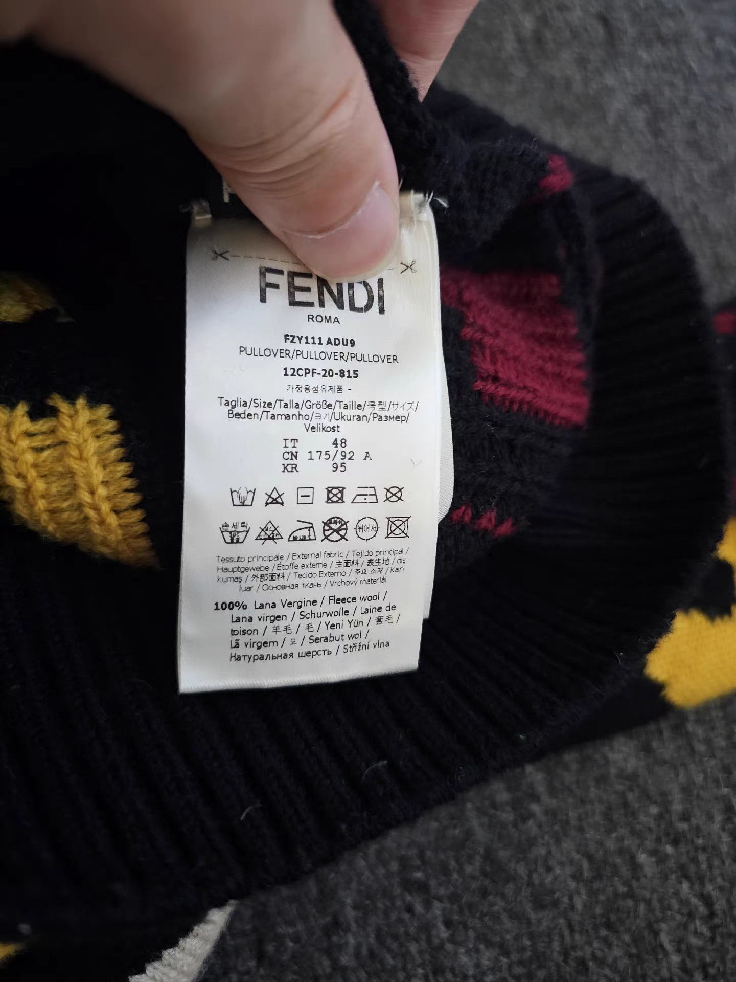 Fendi Fendi Men's Wool Sweater Size US L / EU 52-54 / 3 - 5 Thumbnail