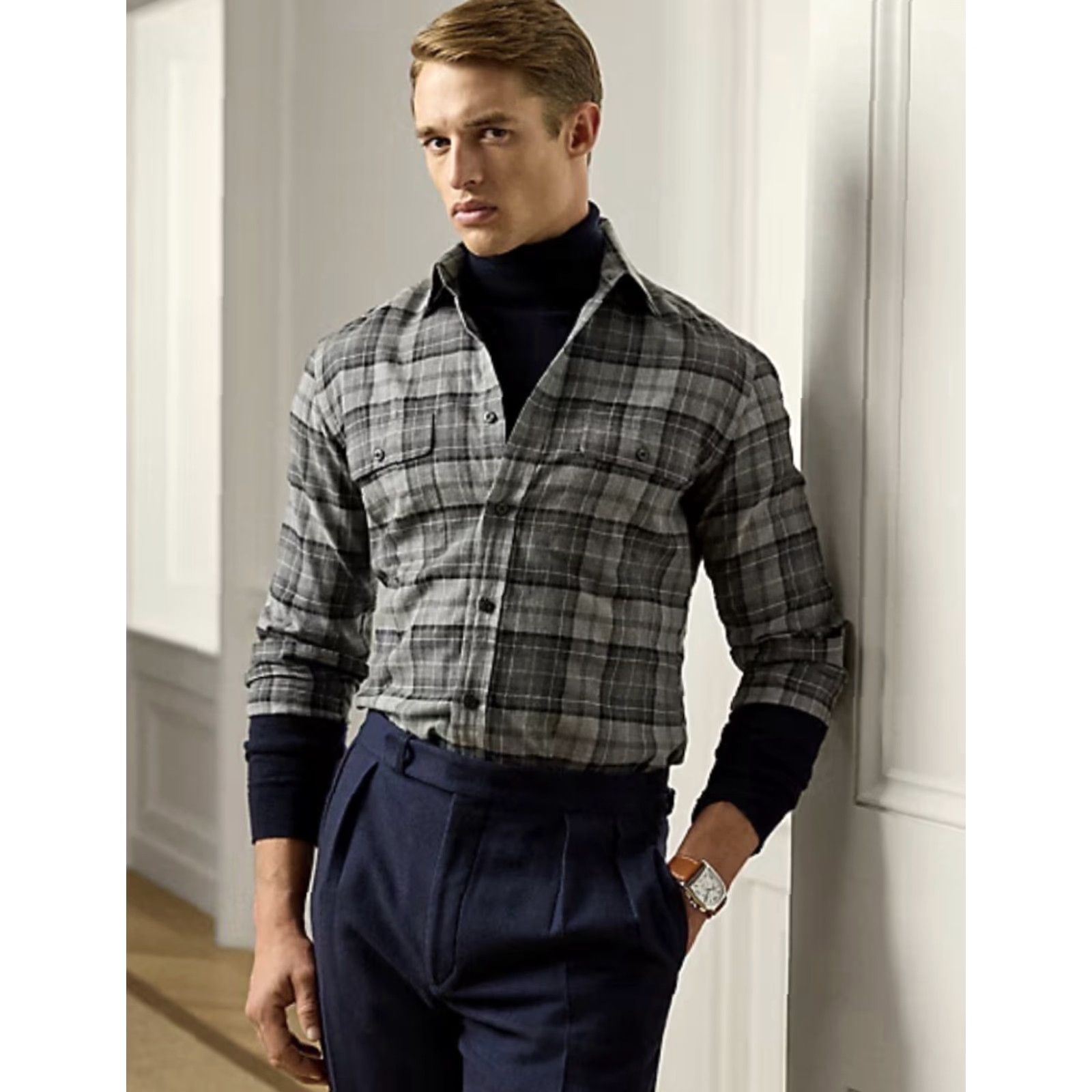 Ralph Lauren Purple Label Ralph Lauren Purple Label Plaid Twill Shirt Men XL Grey Long Sleeve NWT Button-Up Pocketed Collared Size US XL / EU 56 / 4 - 2 Thumbnail