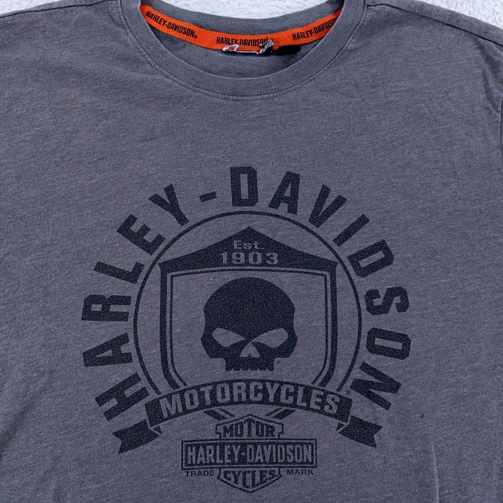 Harley Davidson Harley-Davidson Shirt M/L Gray Skull Logo Motorcycles Biker Tee Mens Short Sleeve Graphic Print Crew Neck Regular Fit Size US M / EU 48-50 / 2 - 2 Thumbnail