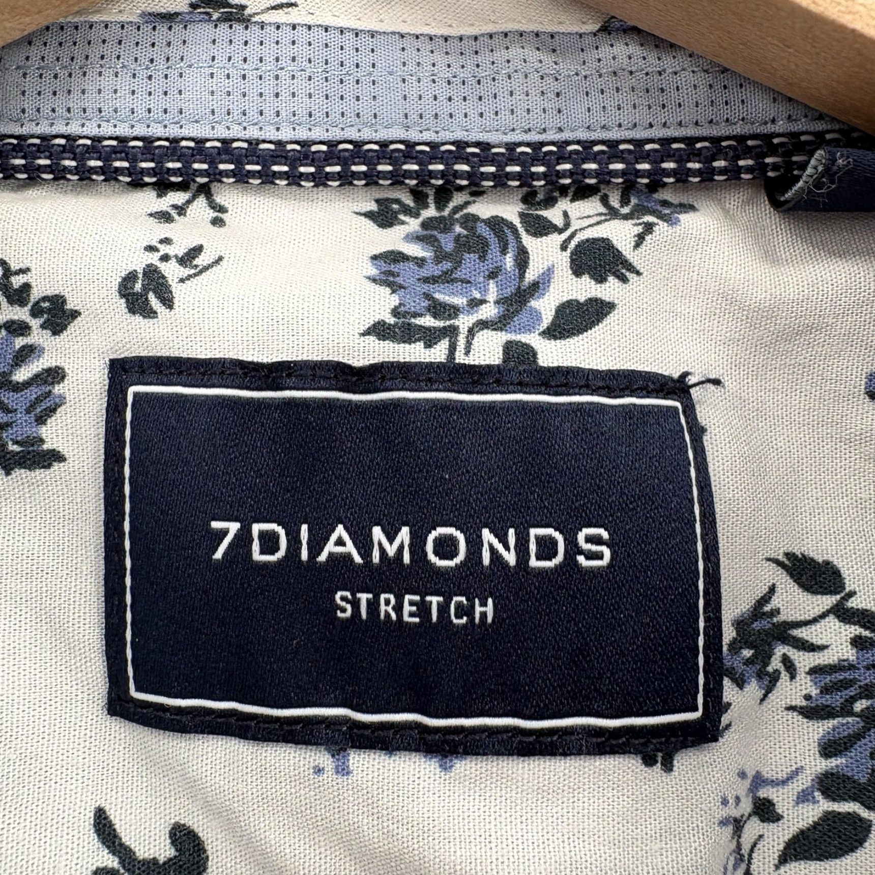 Vintage 7 Diamonds Shirt Mens Large Blue Check Short Sleeve Button Up Casual Stretch Size US L / EU 52-54 / 3 - 3 Thumbnail