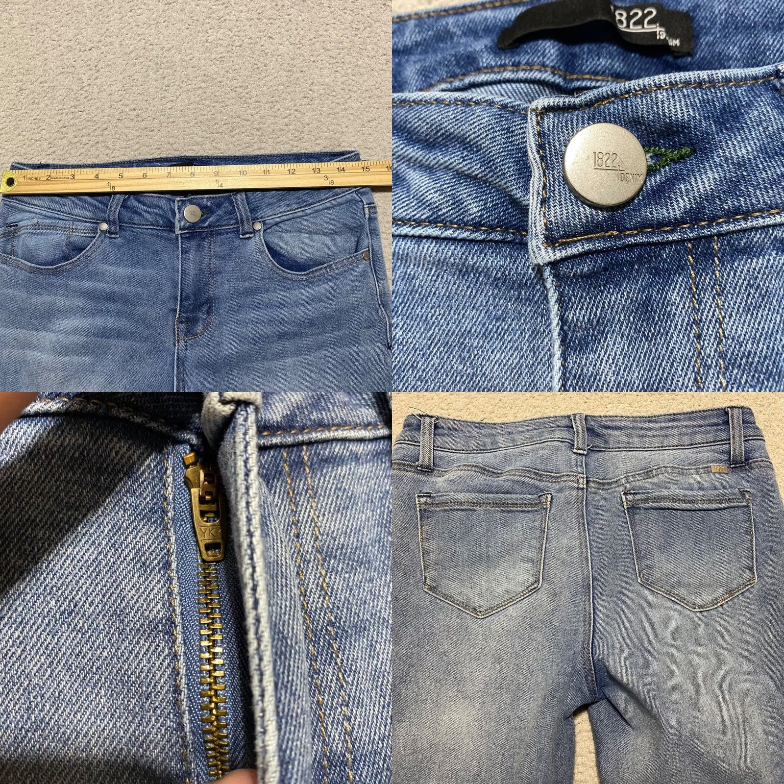 Vintage 1822 Denim Jeans Womens 10 Blue Medium Wash Distressed Tapered Mid Rise 25in Inseam Regular Size 10 Size 32" / US 10 / IT 46 - 8 Thumbnail
