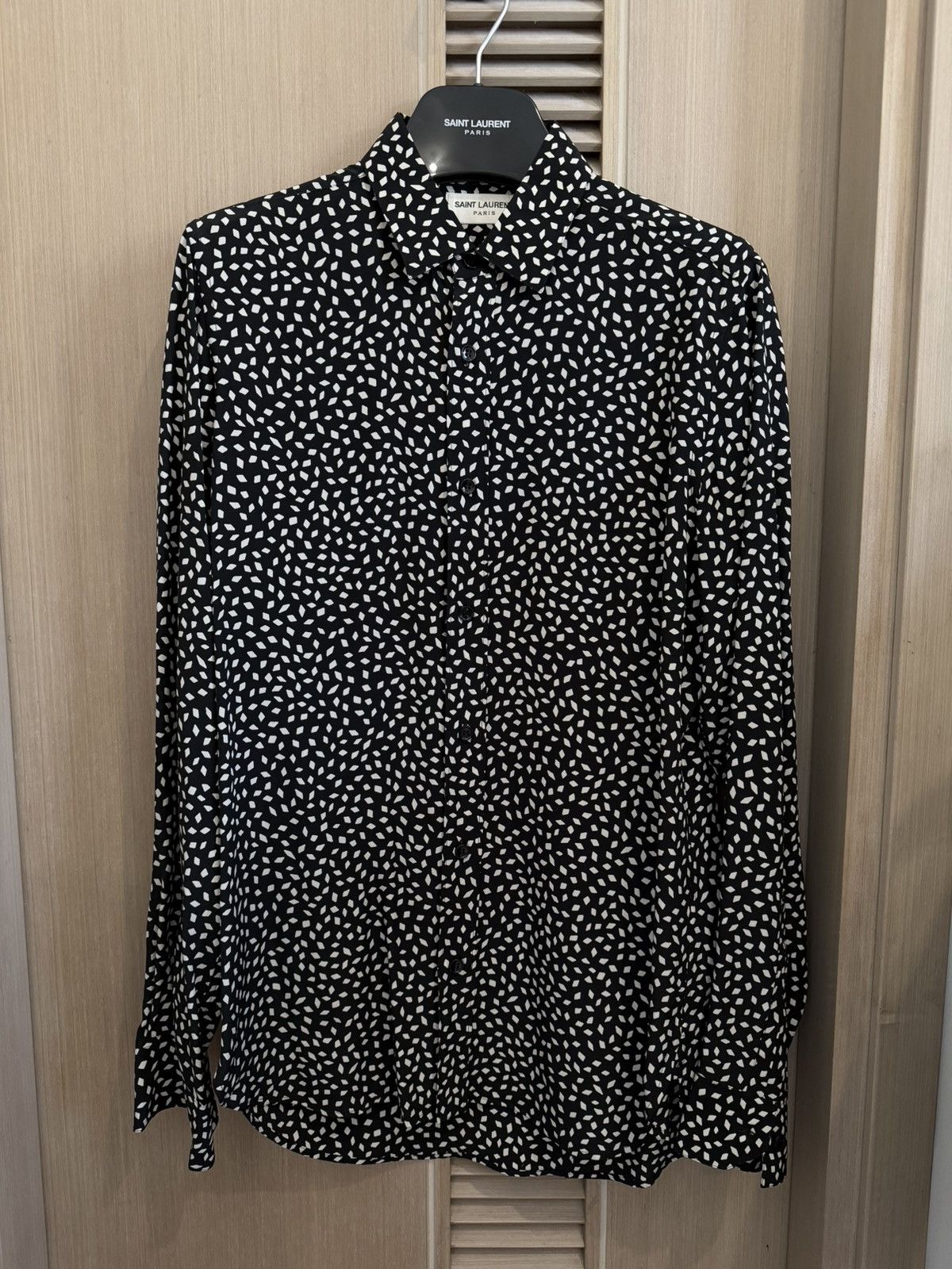 Saint Laurent Paris Saint Laurent FW15 Black Crêpe Losange Silk Shirt Size US XS / EU 42 / 0 - 1 Thumbnail