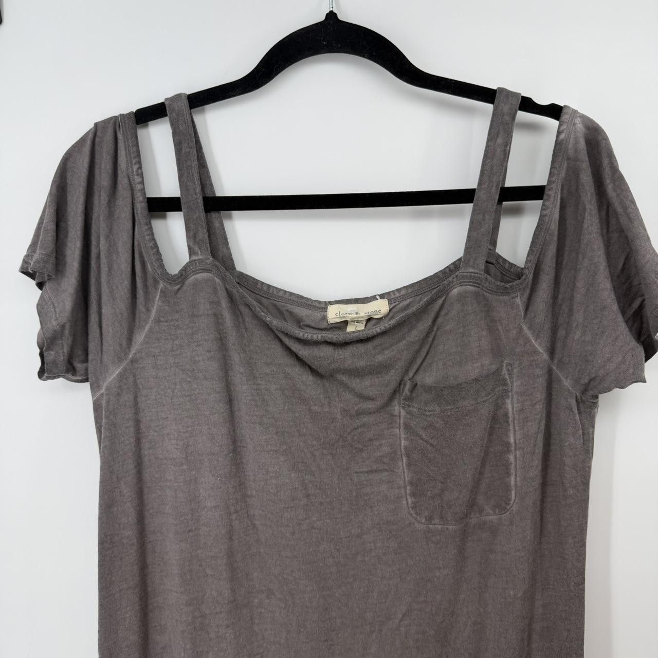Anthropologie Cloth and Stone Anthropology Gray Burnout Cold Shoulder L Size L / US 10 / IT 46 - 3 Thumbnail