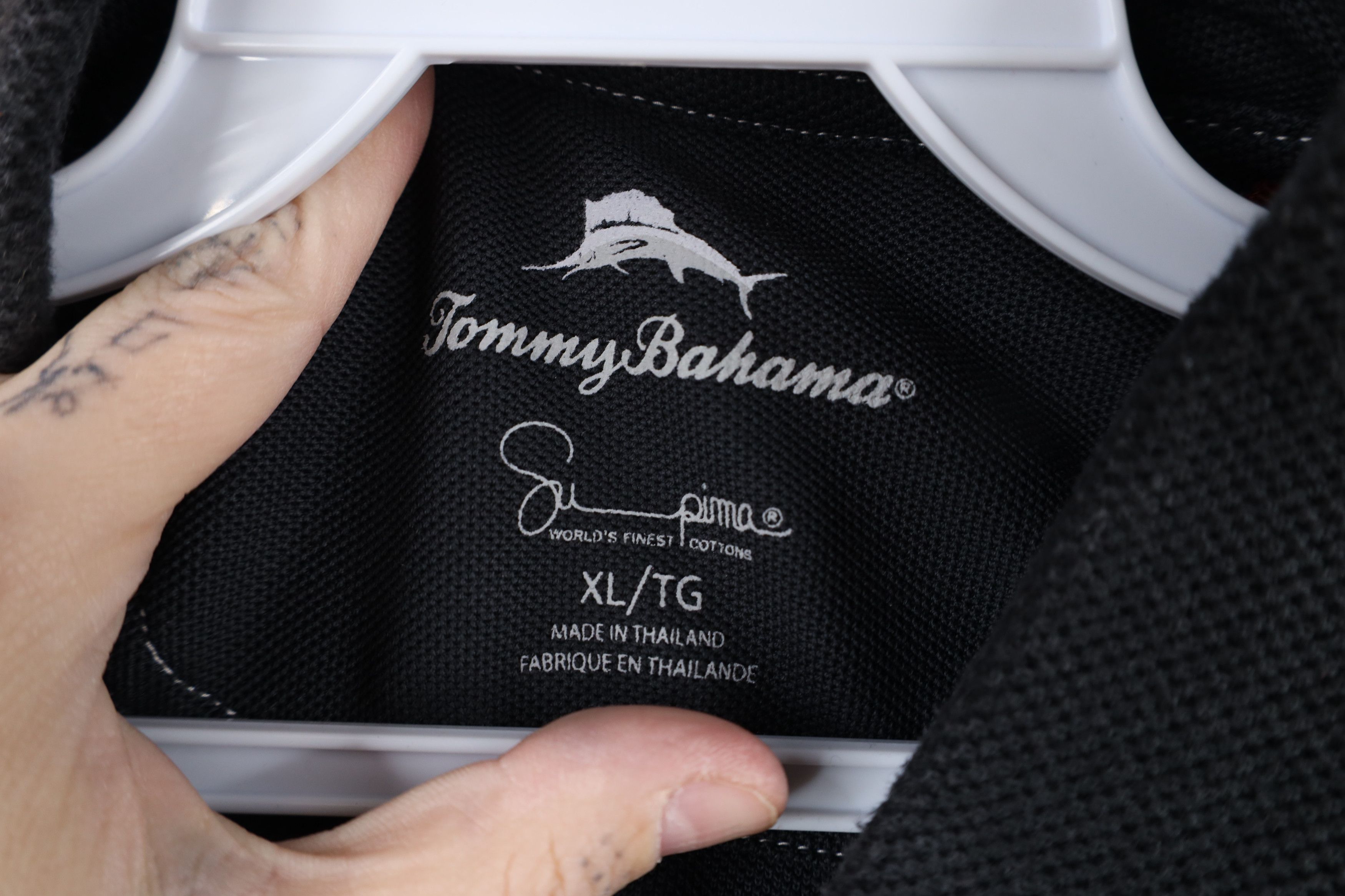 Tommy Bahama × Vintage Tommy Bahama Cotton Knit Collared Golf Polo Shirt Black Size US XL / EU 56 / 4 - 7 Thumbnail
