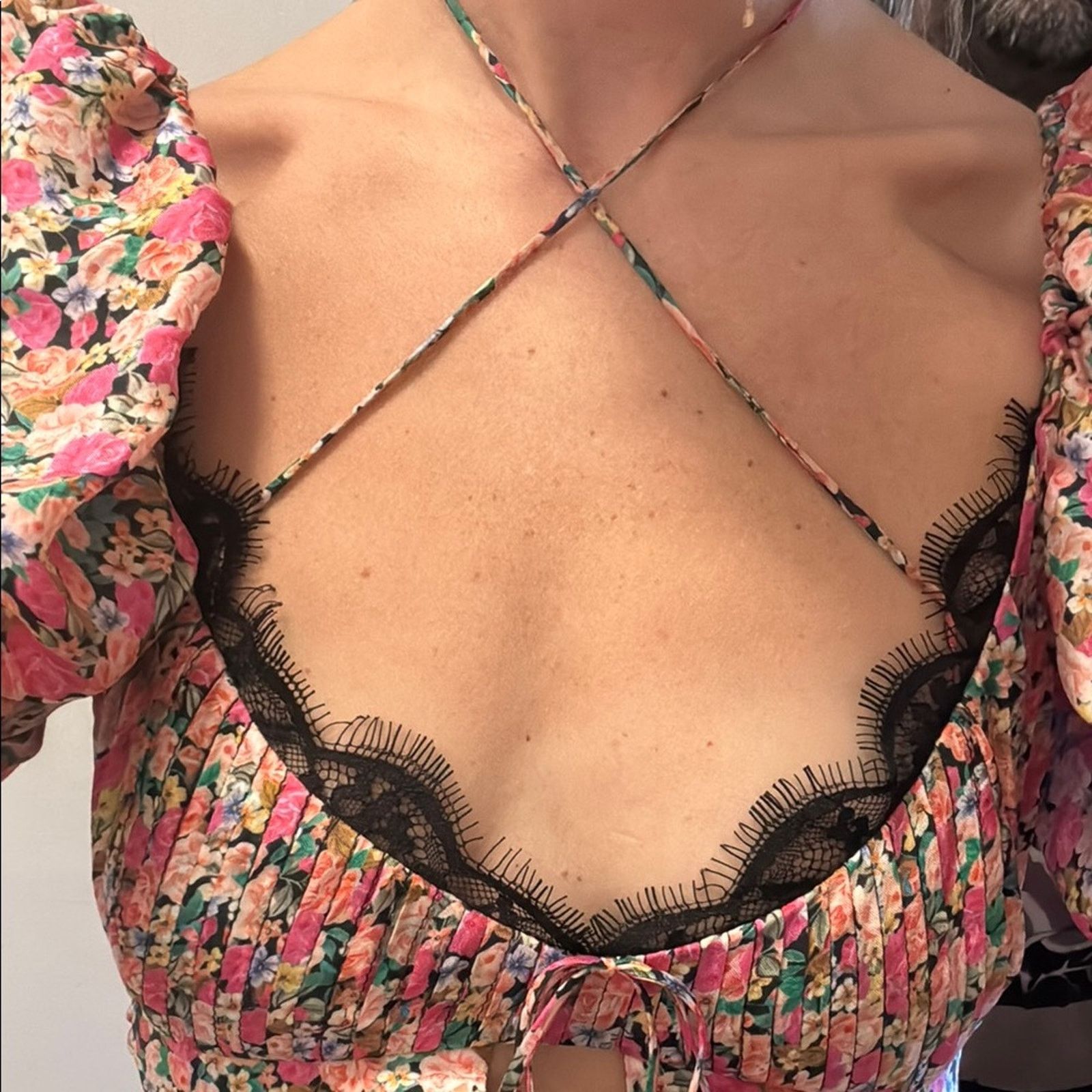Other For Love And Lemons Pink Floral Midi Dress Size L Size L / US 10 / IT 46 - 2 Thumbnail