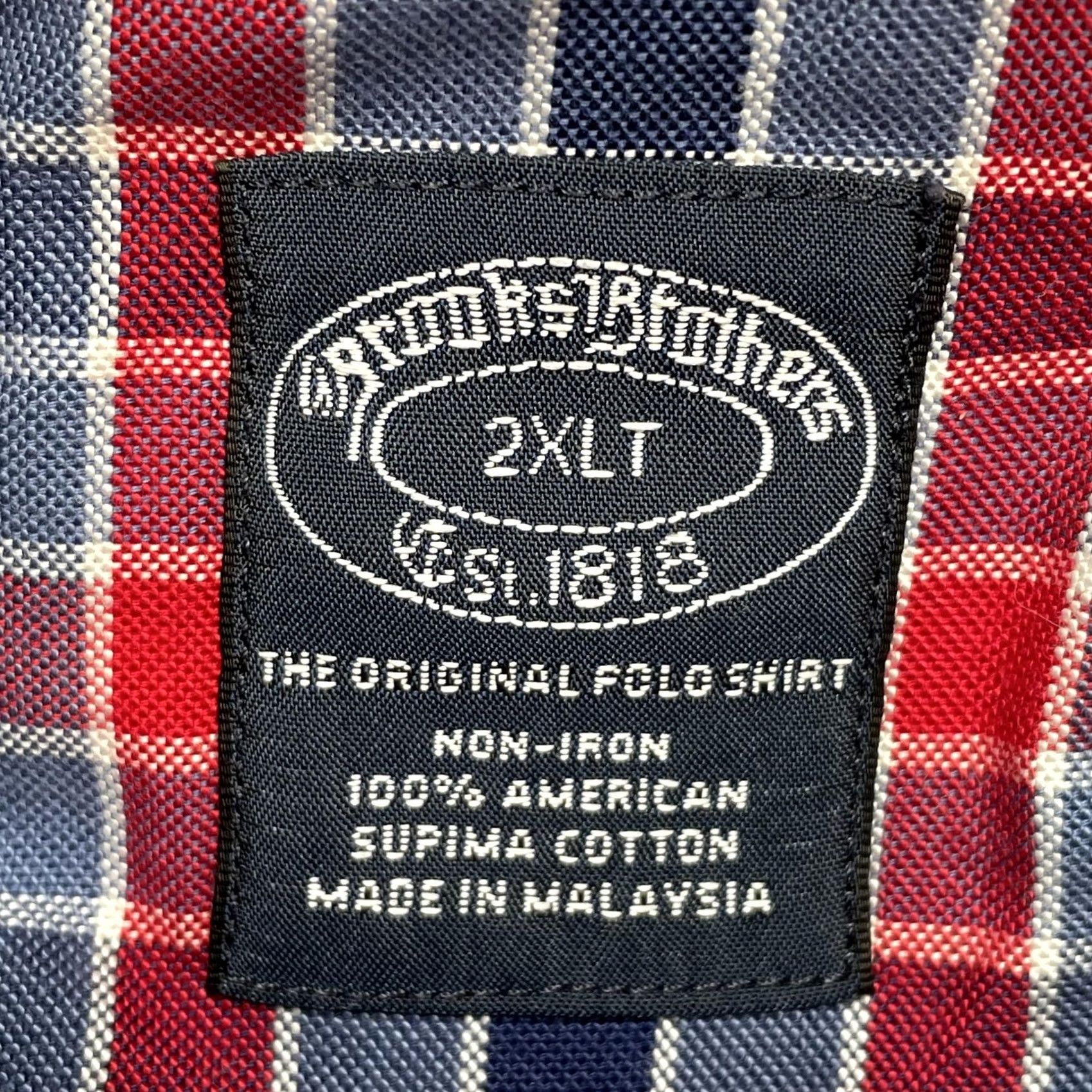 Brooks Brothers Brooks Brothers Shirt Mens 2XLT Blue Red Check Non-Iron Supima Long Sleeve Button-Down Collar" Size US XXL / EU 58 / 5 - 2 Thumbnail