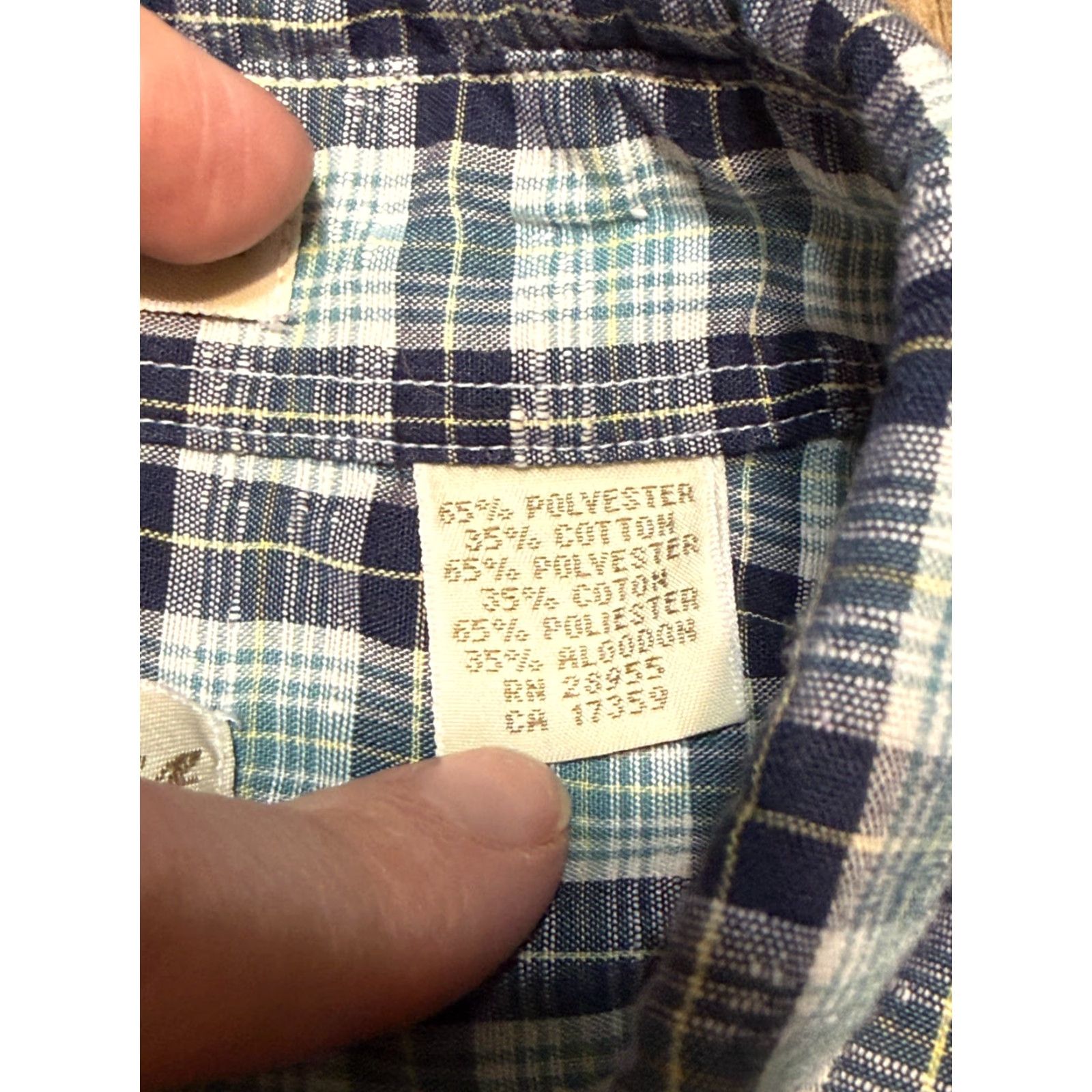 Arrow Arrow Shirt Men's XL Plaid Blue Green White Check Short Sleeve Button Up Size US XL / EU 56 / 4 - 7 Thumbnail