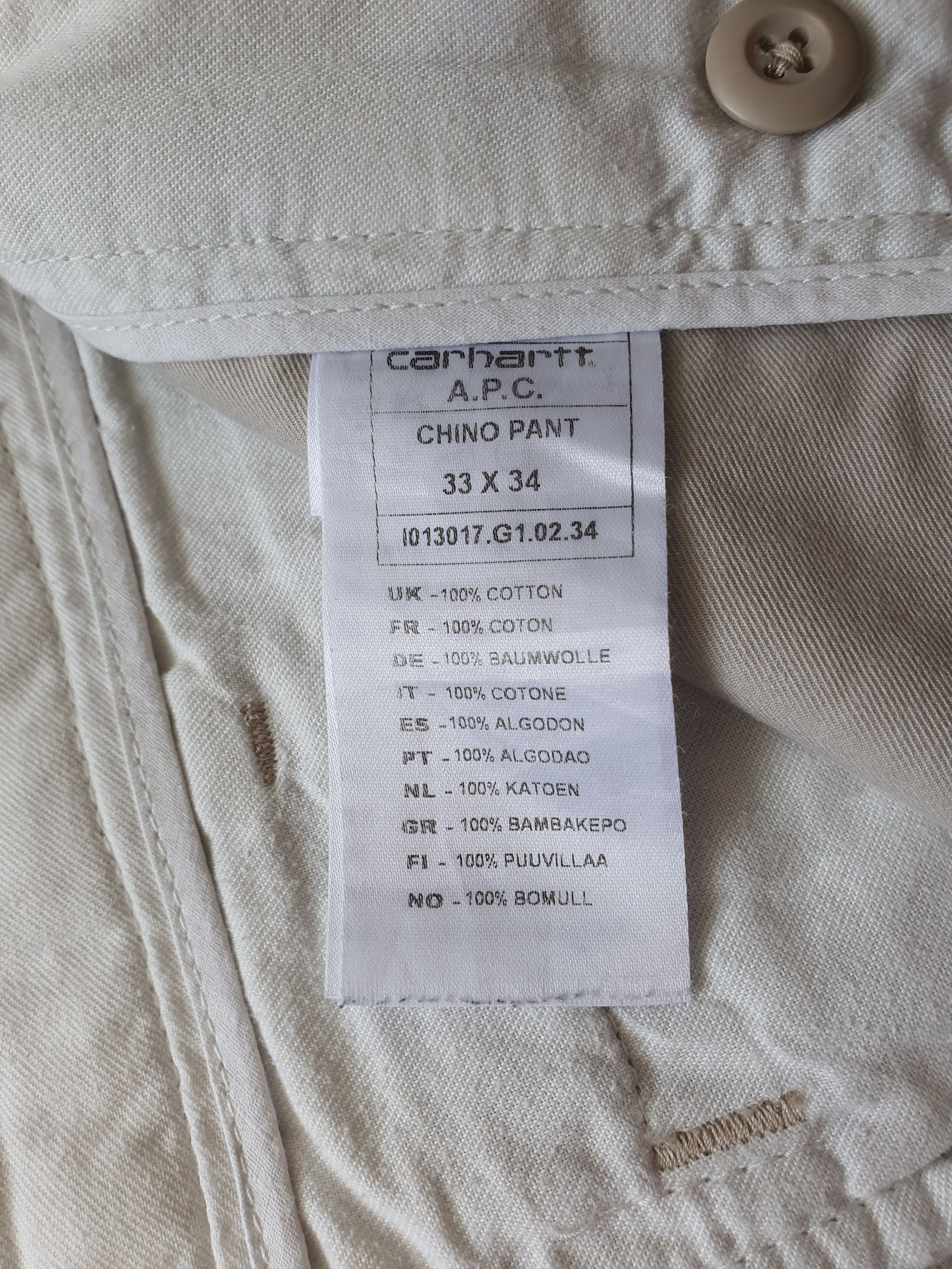 A.P.C. × Carhartt × Carhartt Wip Chinos Pants Trousers - CHINO PANT (F/W 2011 Collab) Size US 33 - 5 Thumbnail