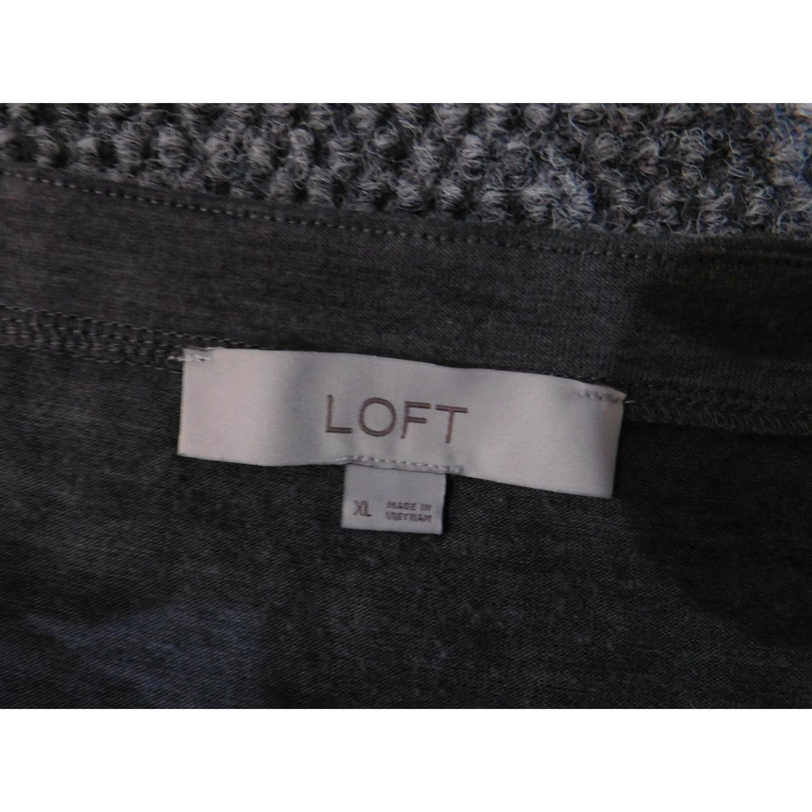 Loft VINTAGE LOFT Sweater Womens XL Gray Black Leopard Print Hem Long Sleeve Lightweight Top Size XL / US 12-14 / IT 48-50 - 6 Thumbnail